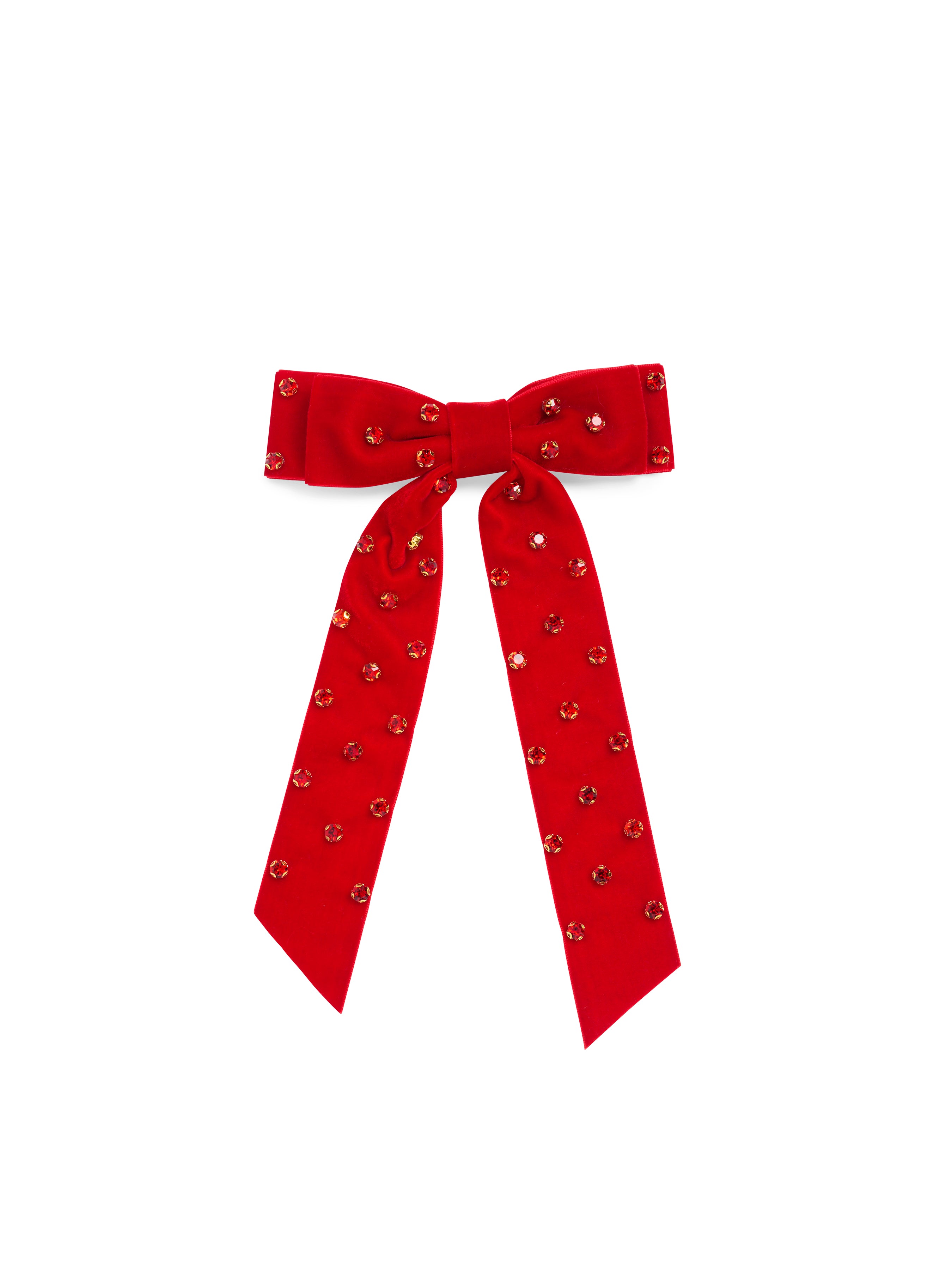Shiraleah Velvet And Rhinestones Bow Clip RED
