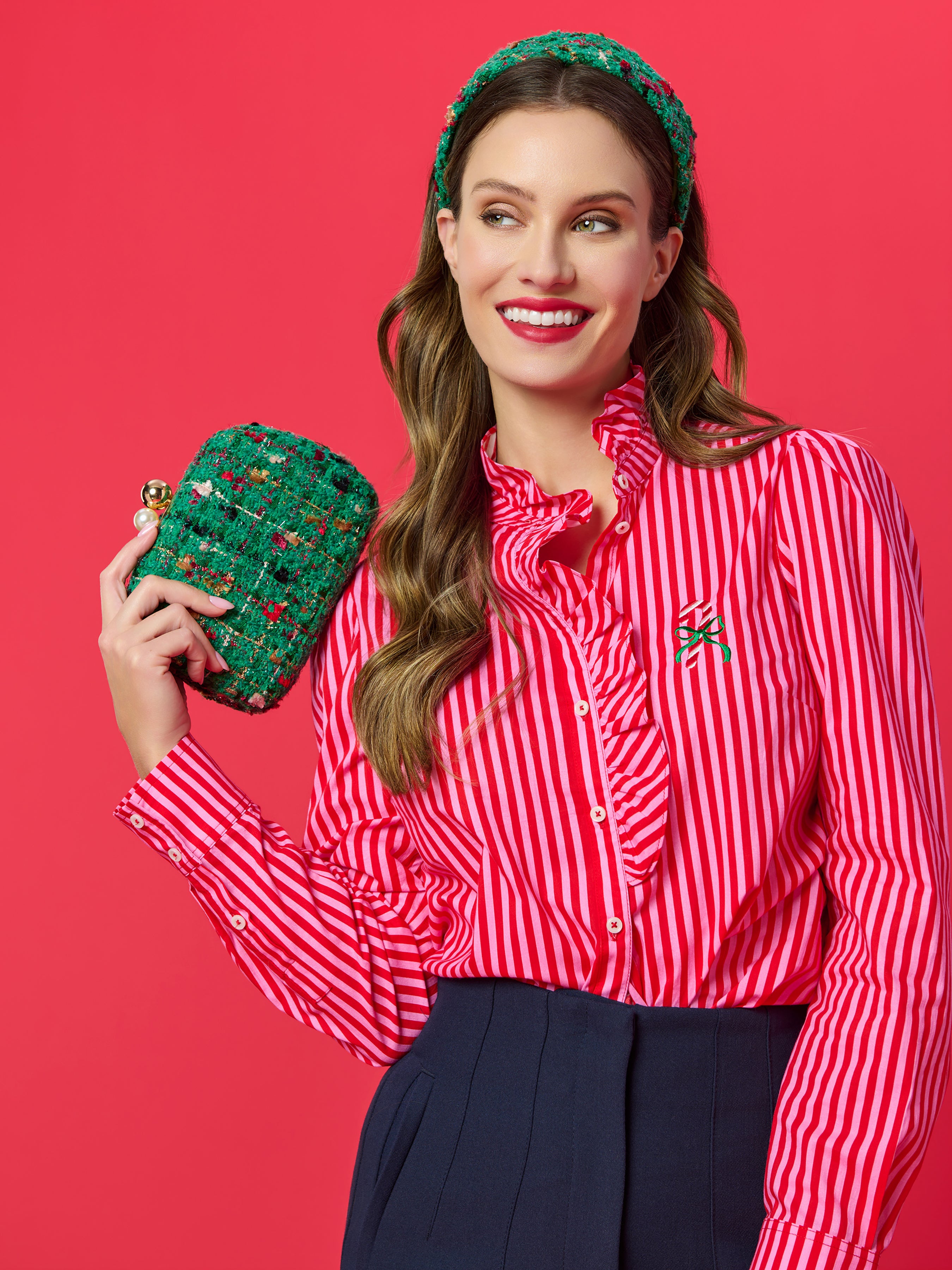 Shiraleah Wide Tweed Headband GREEN / OS