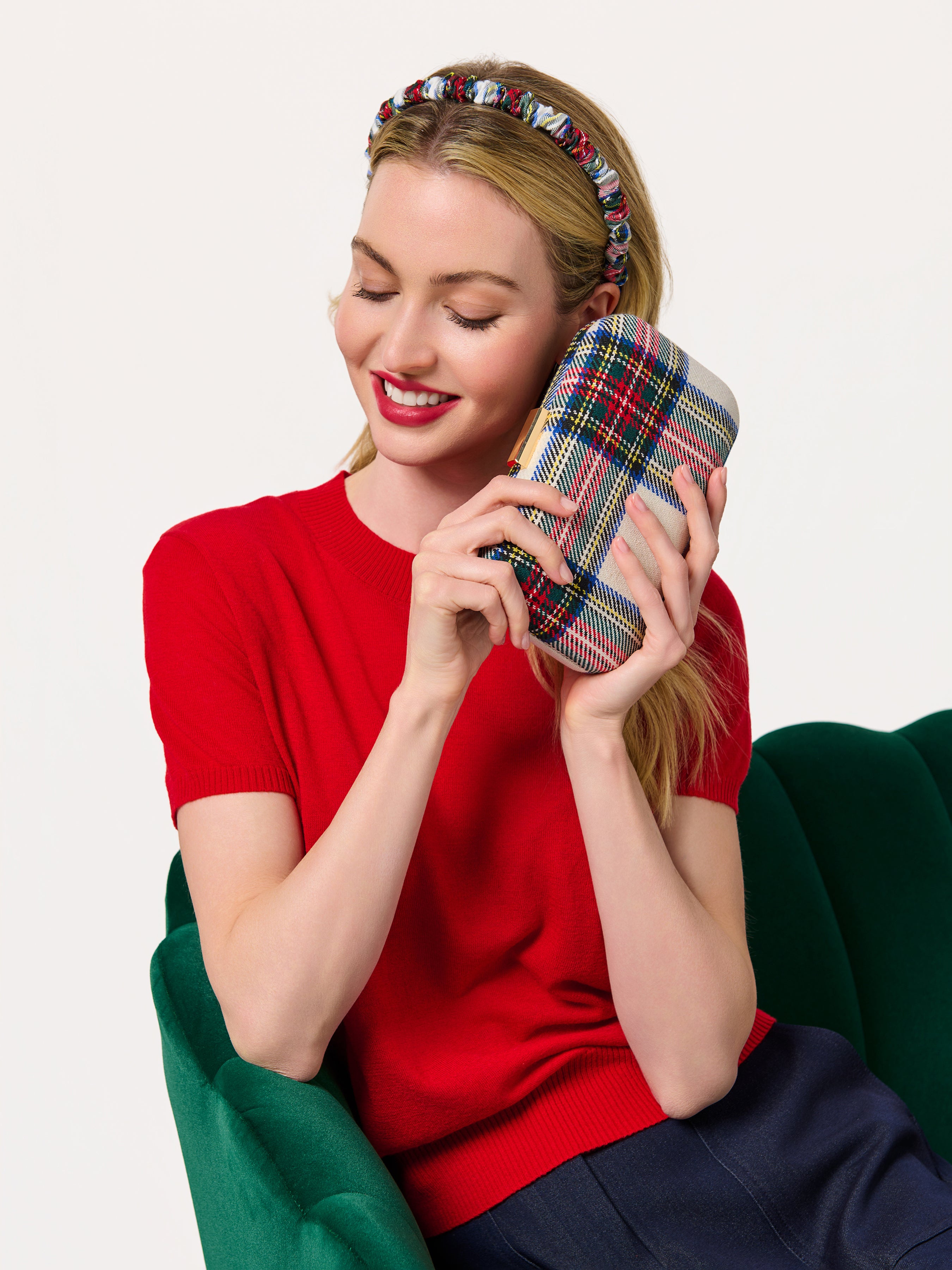 Shiraleah Plaid Scrunch Headband MULTI / OS
