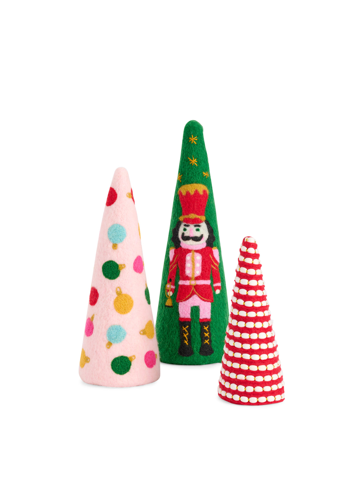 Shiraleah Assorted Set of 3 Nutcracker/Ornaments Decorative Trees, Multi