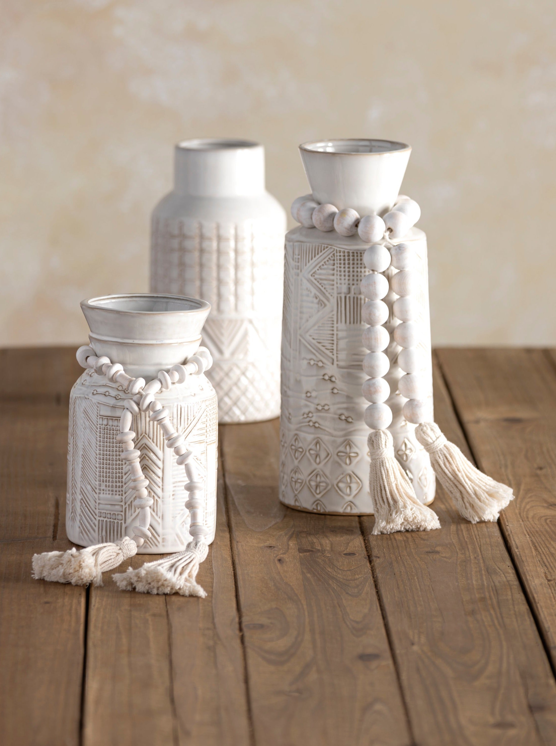 Shiraleah Assorted Set of 3 Wood Prayer Beads, White