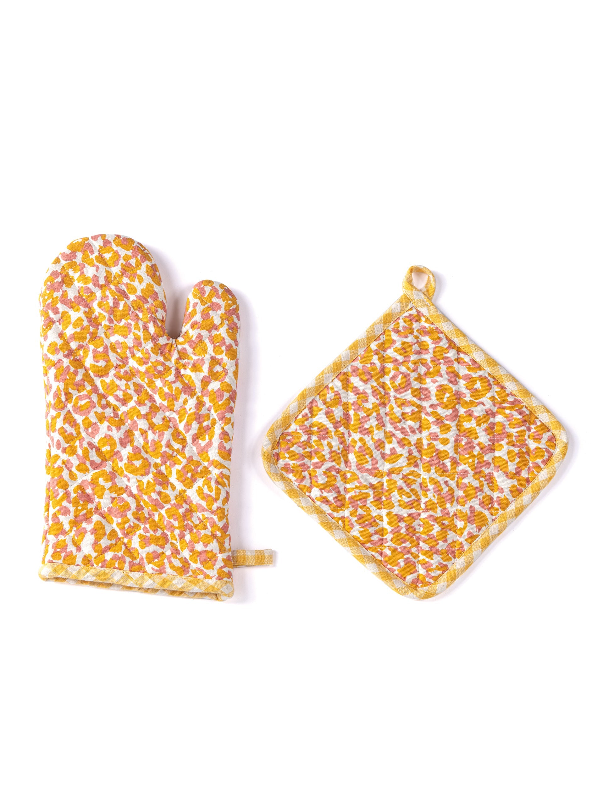 Shiraleah Nora Leopard Print Pot Holder and Oven Mitten Set, Multi
