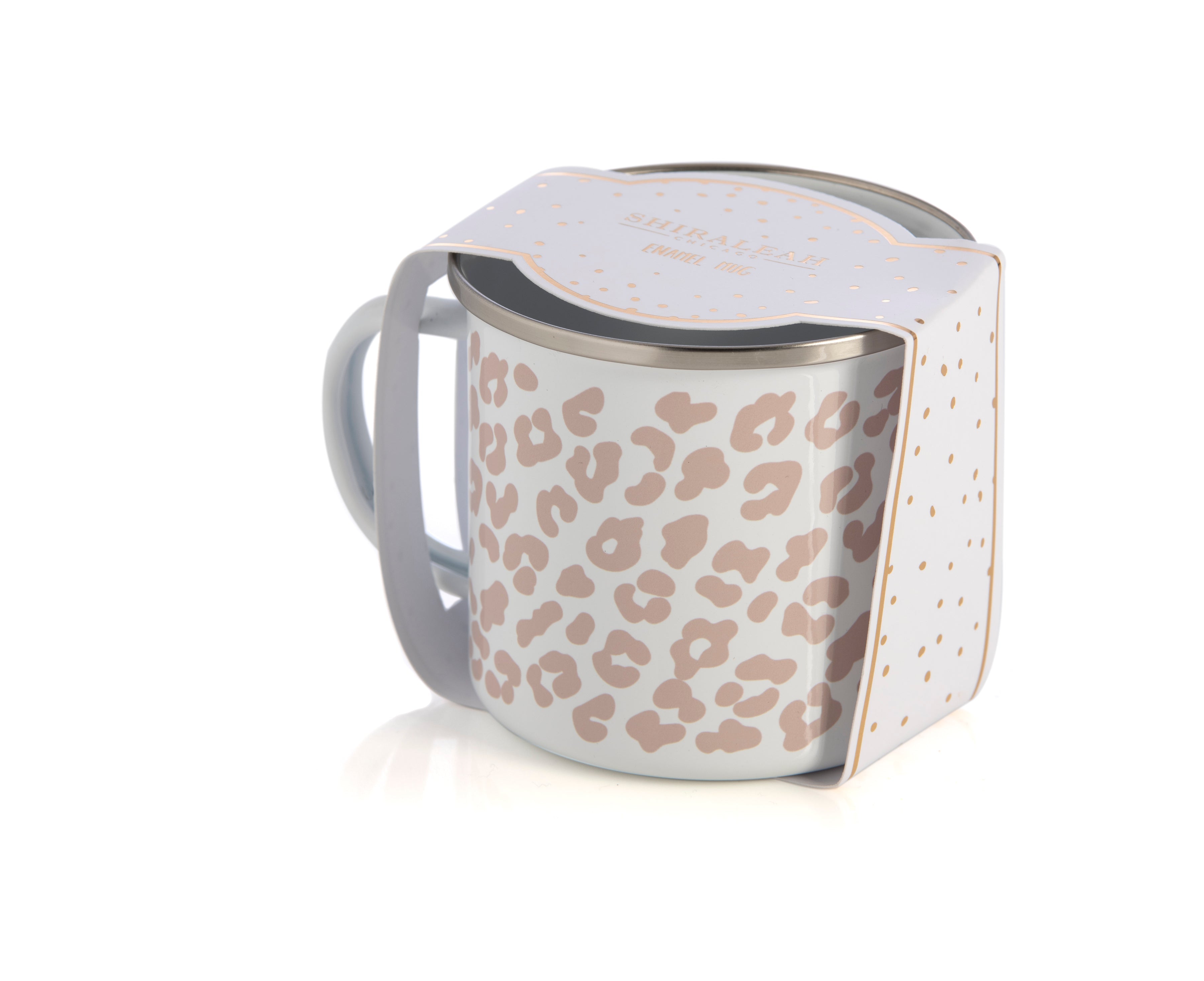 Shiraleah Leopard Print Enamel Mug, Blush