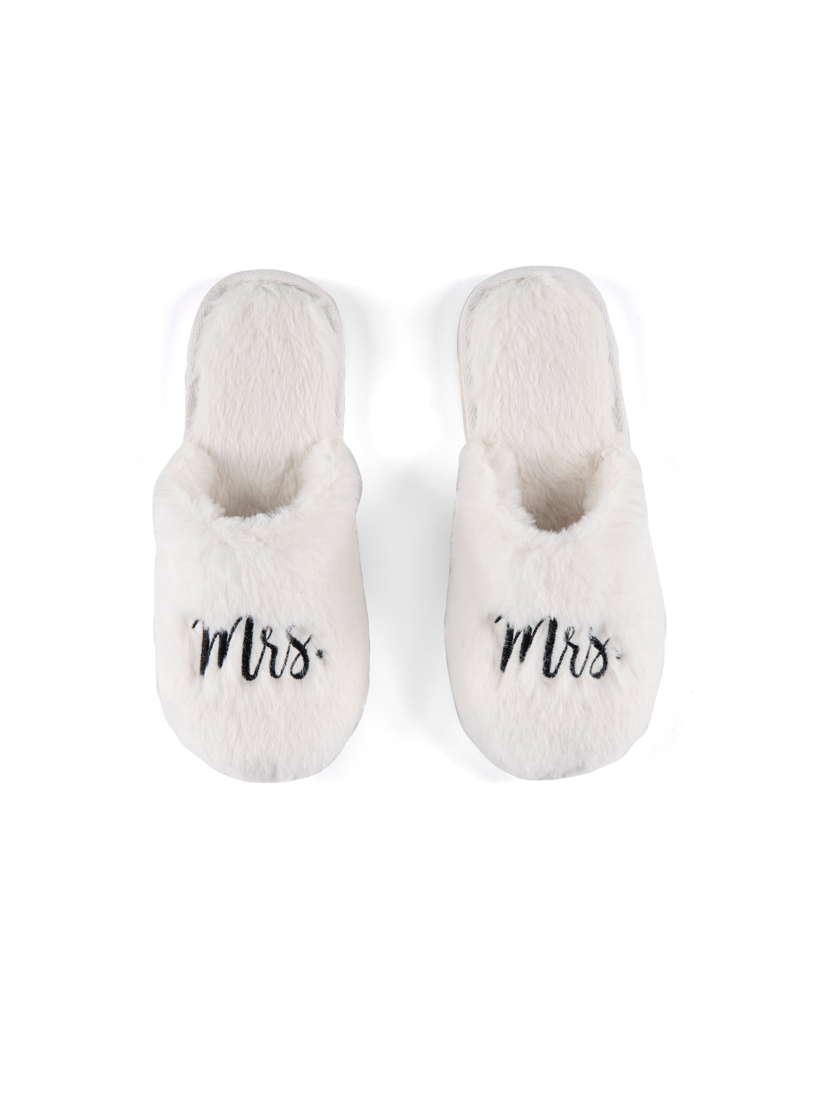 Assorted Set Of 2 Sizes "Mrs" Slippers, Ivory