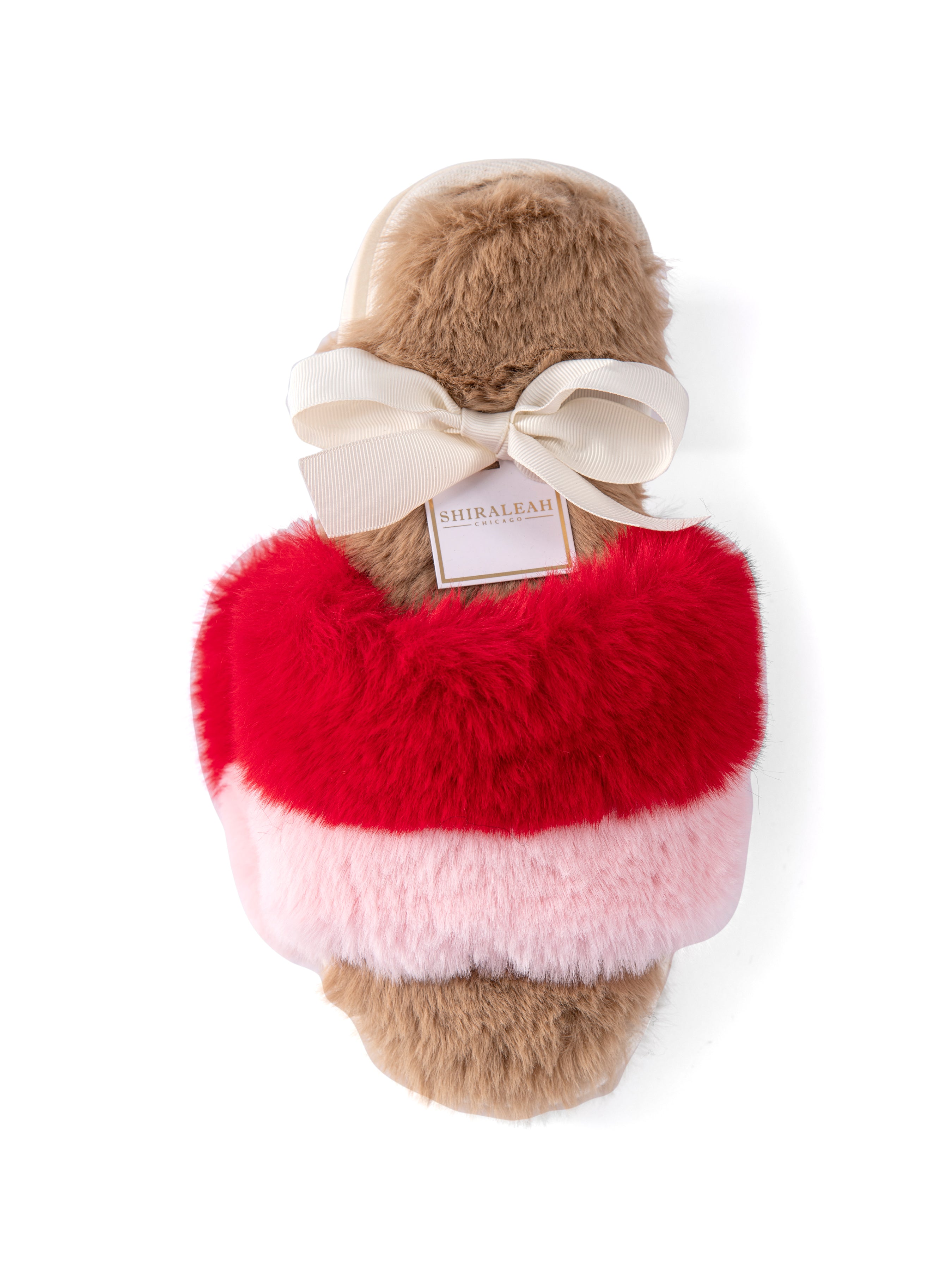 Shiraleah Mora Red and Pink Plush Holiday Slippers, Multi