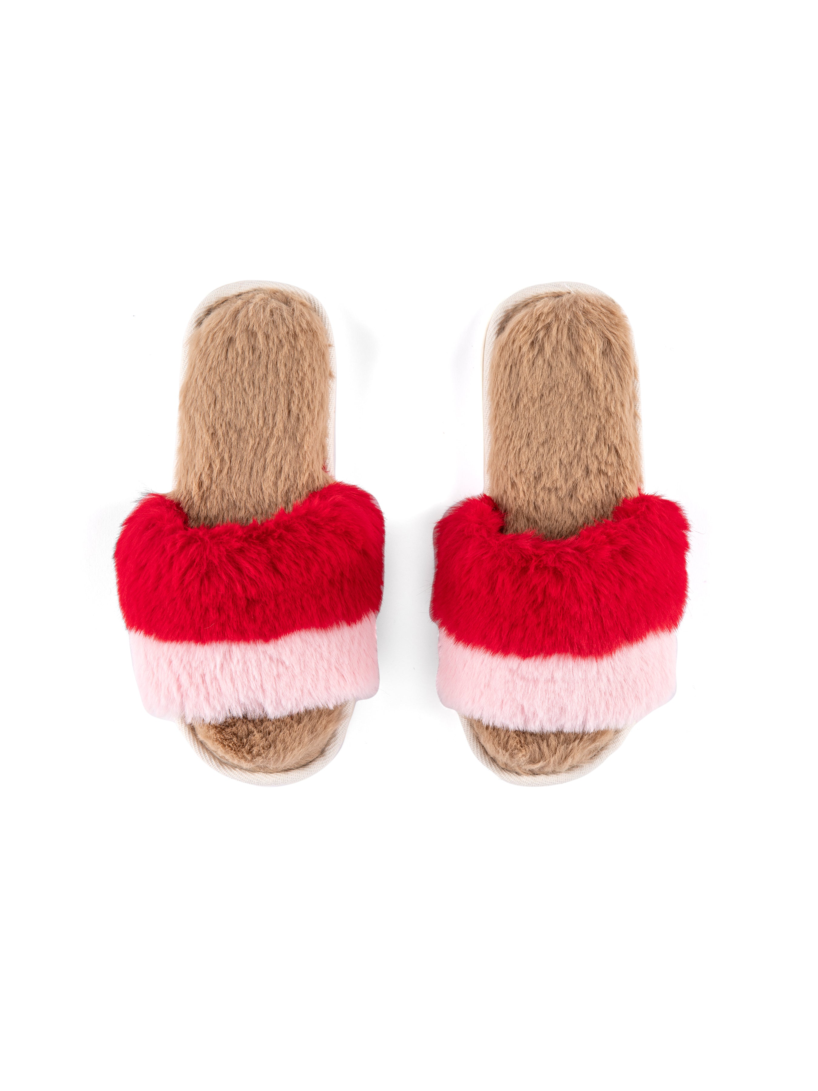 Shiraleah Mora Red and Pink Plush Holiday Slippers, Multi