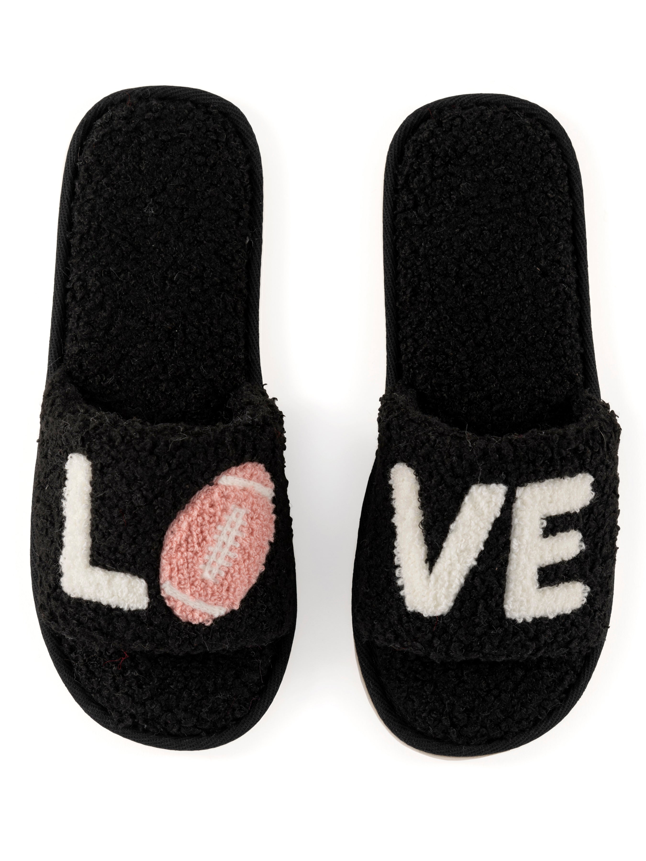 Shiraleah "Love" Game Day Slippers BLACK