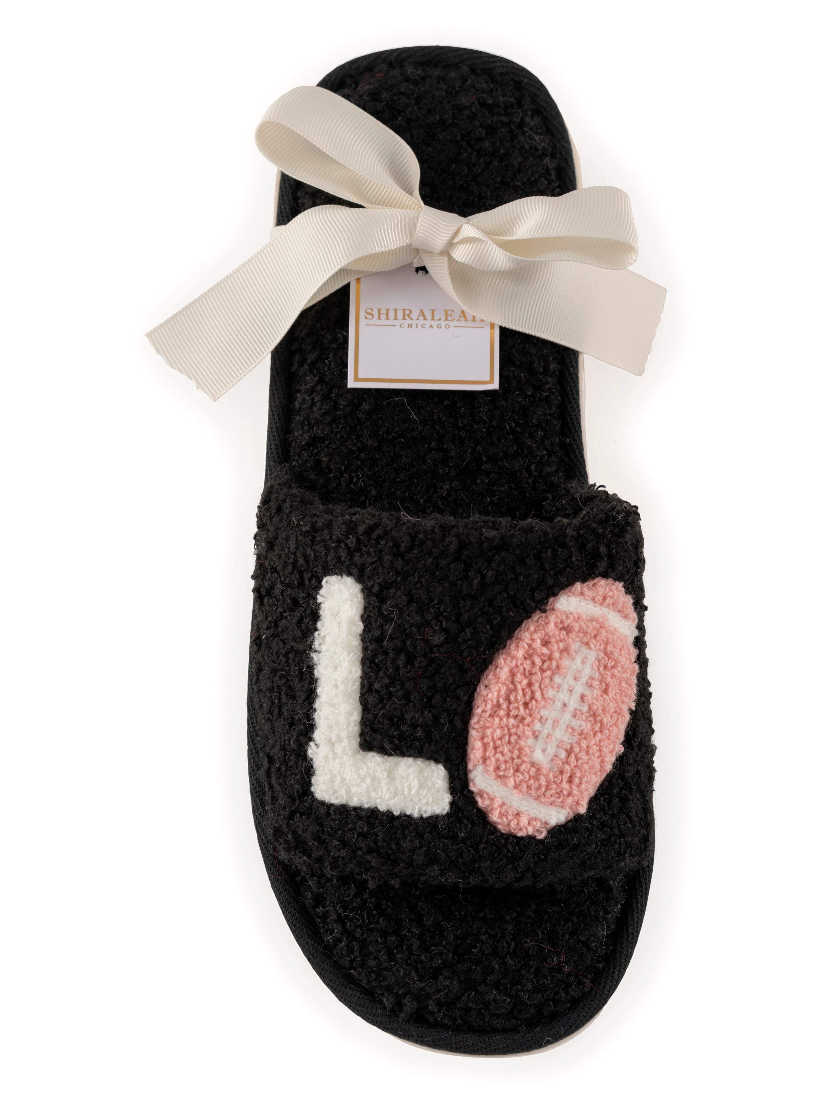Shiraleah "Love" Game Day Slippers BLACK