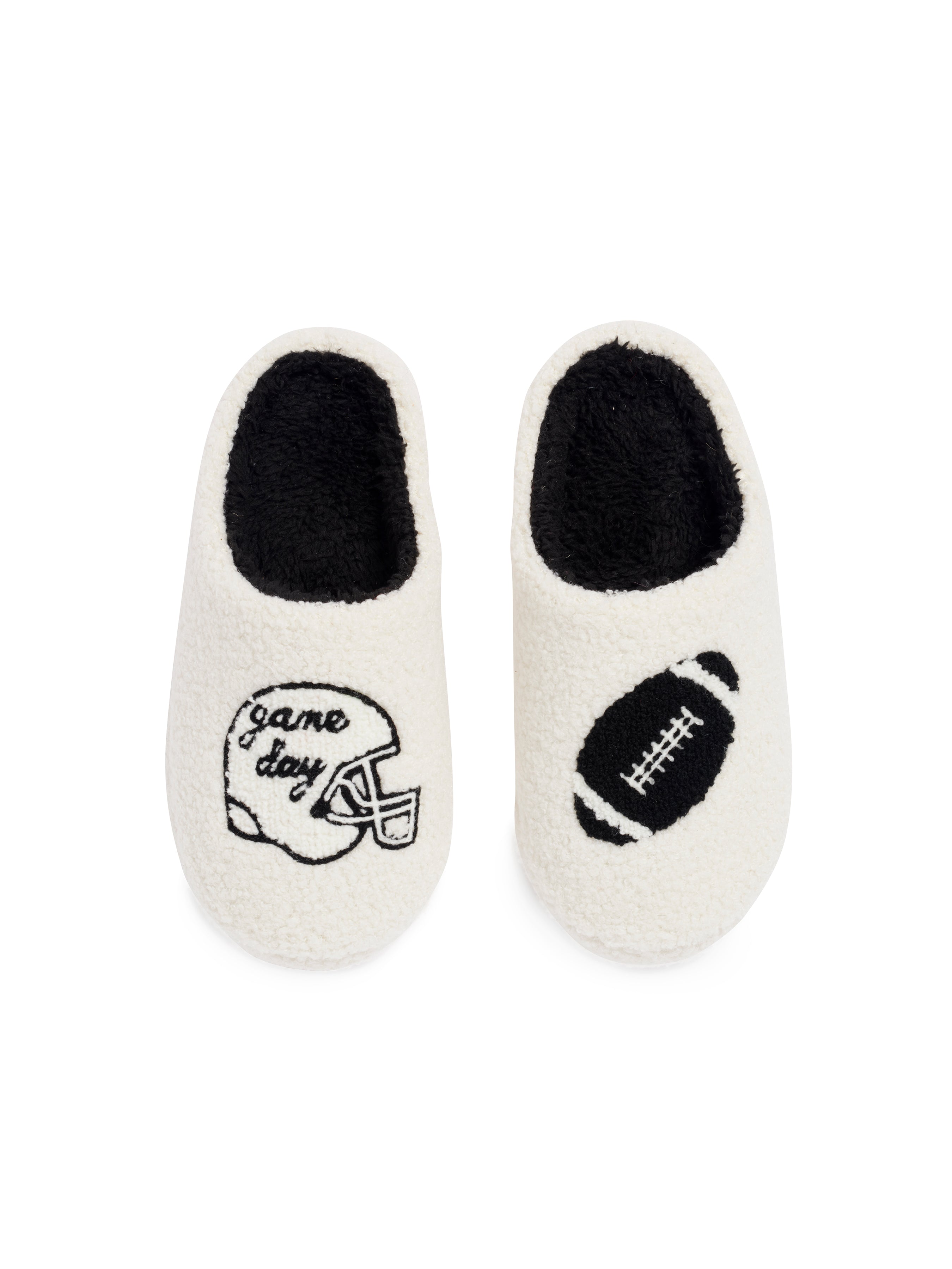 Shiraleah Assorted Set of 2 Sizes Helmet "Game Day" Slippers WHITE