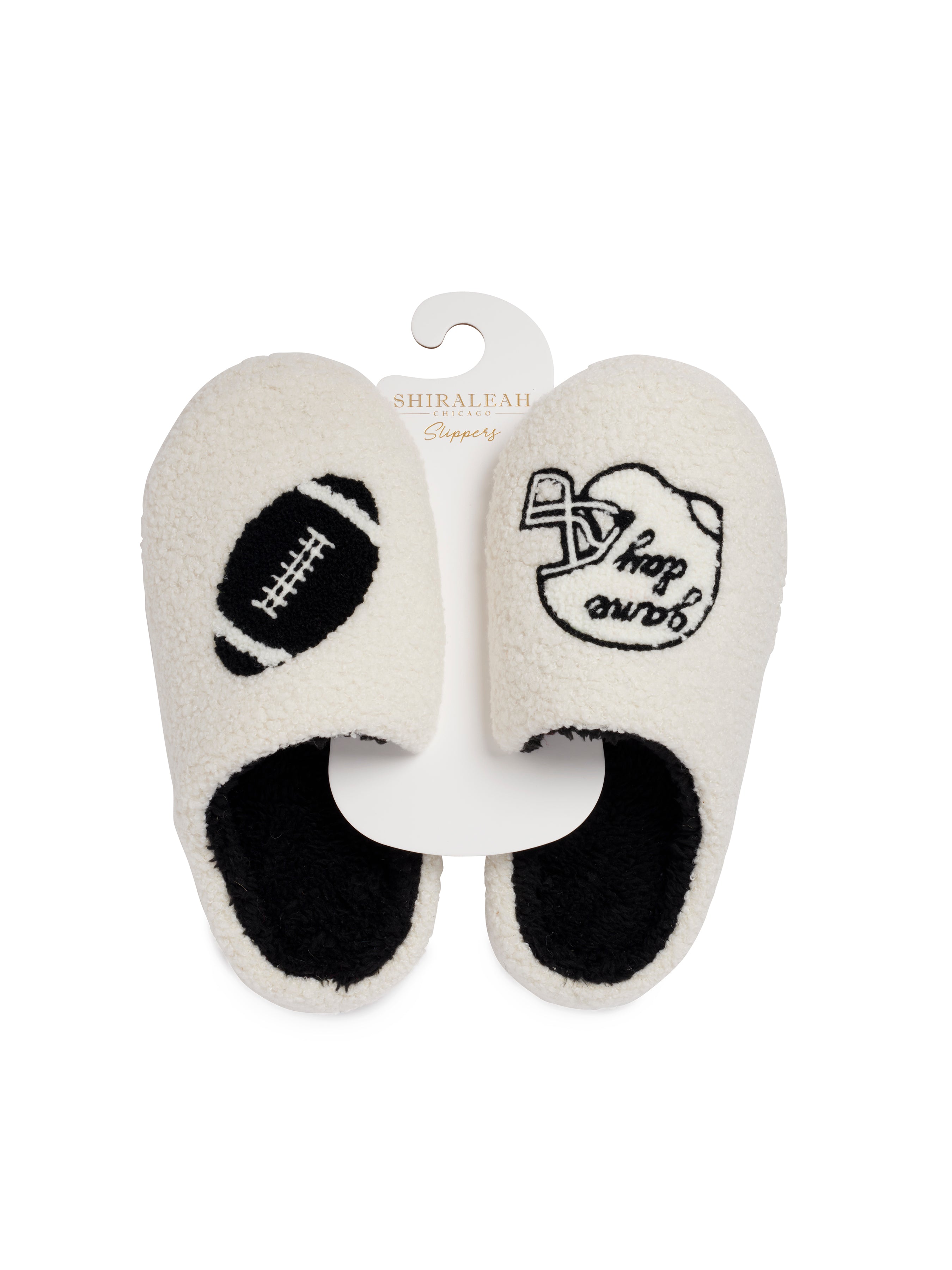 Shiraleah Assorted Set of 2 Sizes Helmet "Game Day" Slippers WHITE