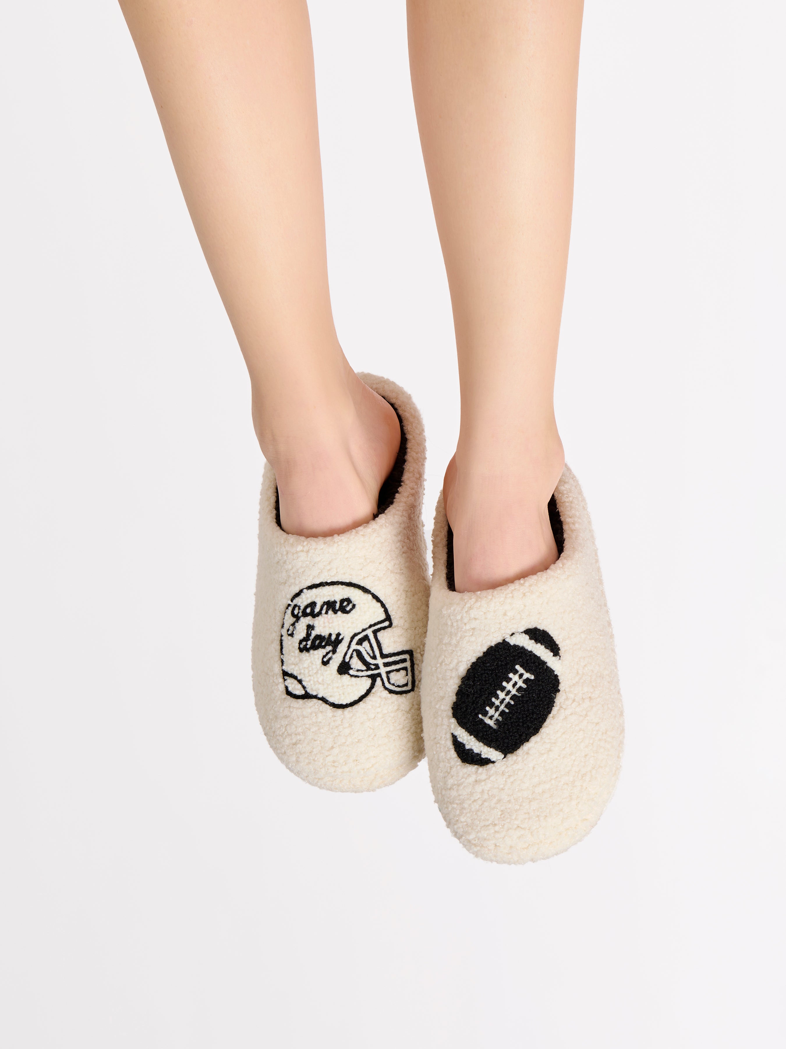 Shiraleah Assorted Set of 2 Sizes Helmet "Game Day" Slippers WHITE