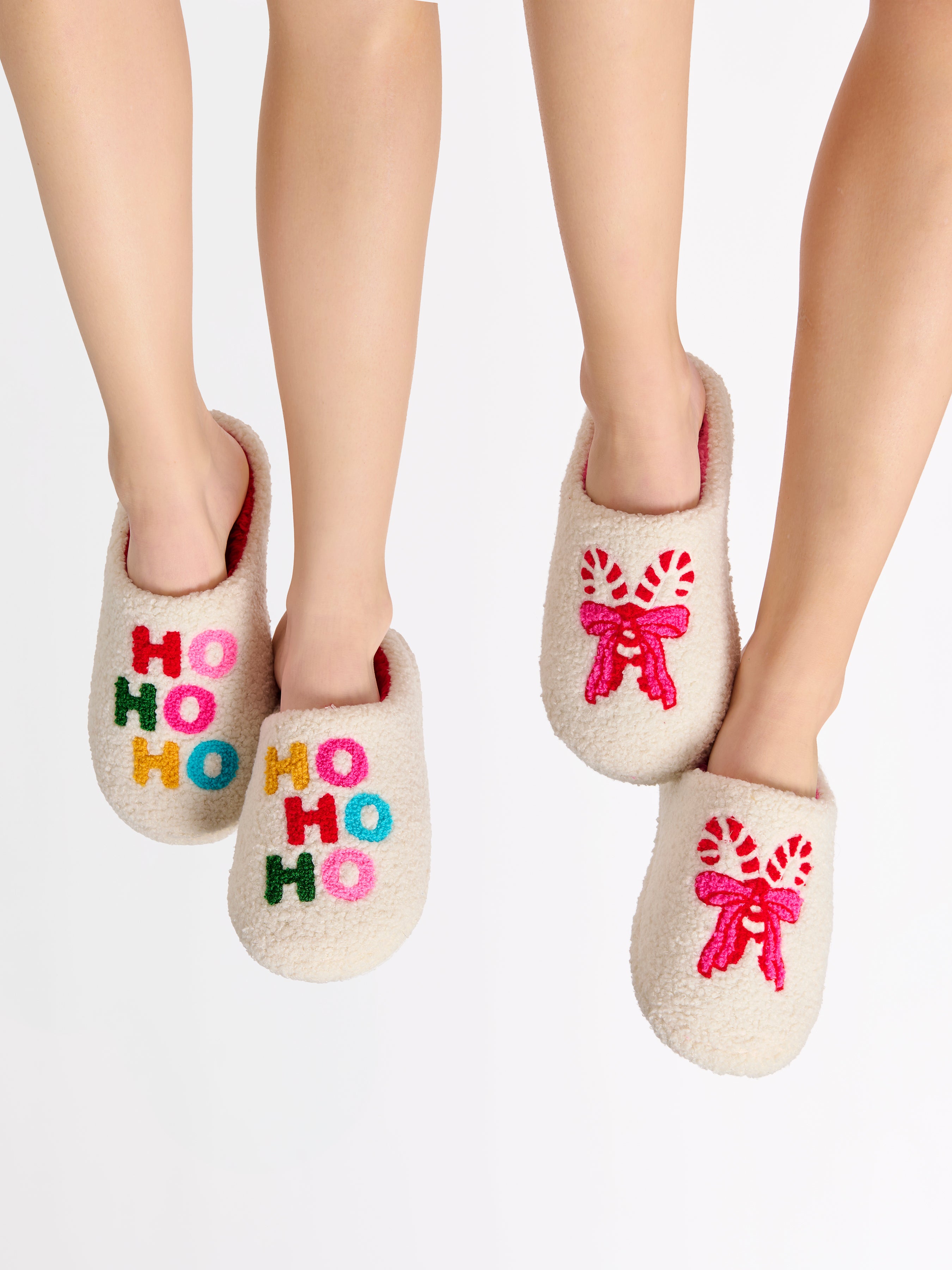 Shiraleah "Ho Ho Ho" Slippers, Ivory