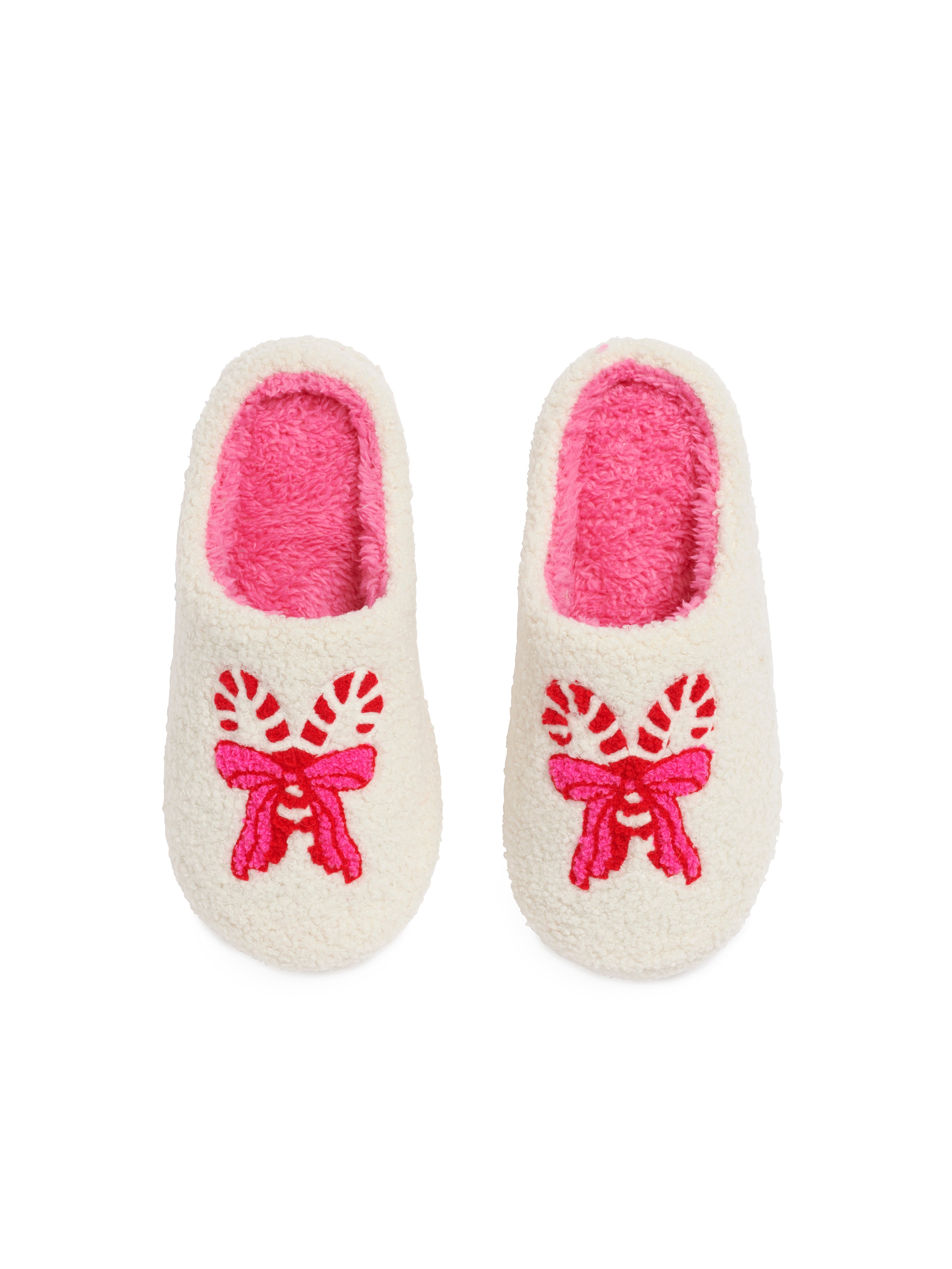 Shiraleah Assorted Set Of 2 Sizes Candy Cane Slippers, Ivory