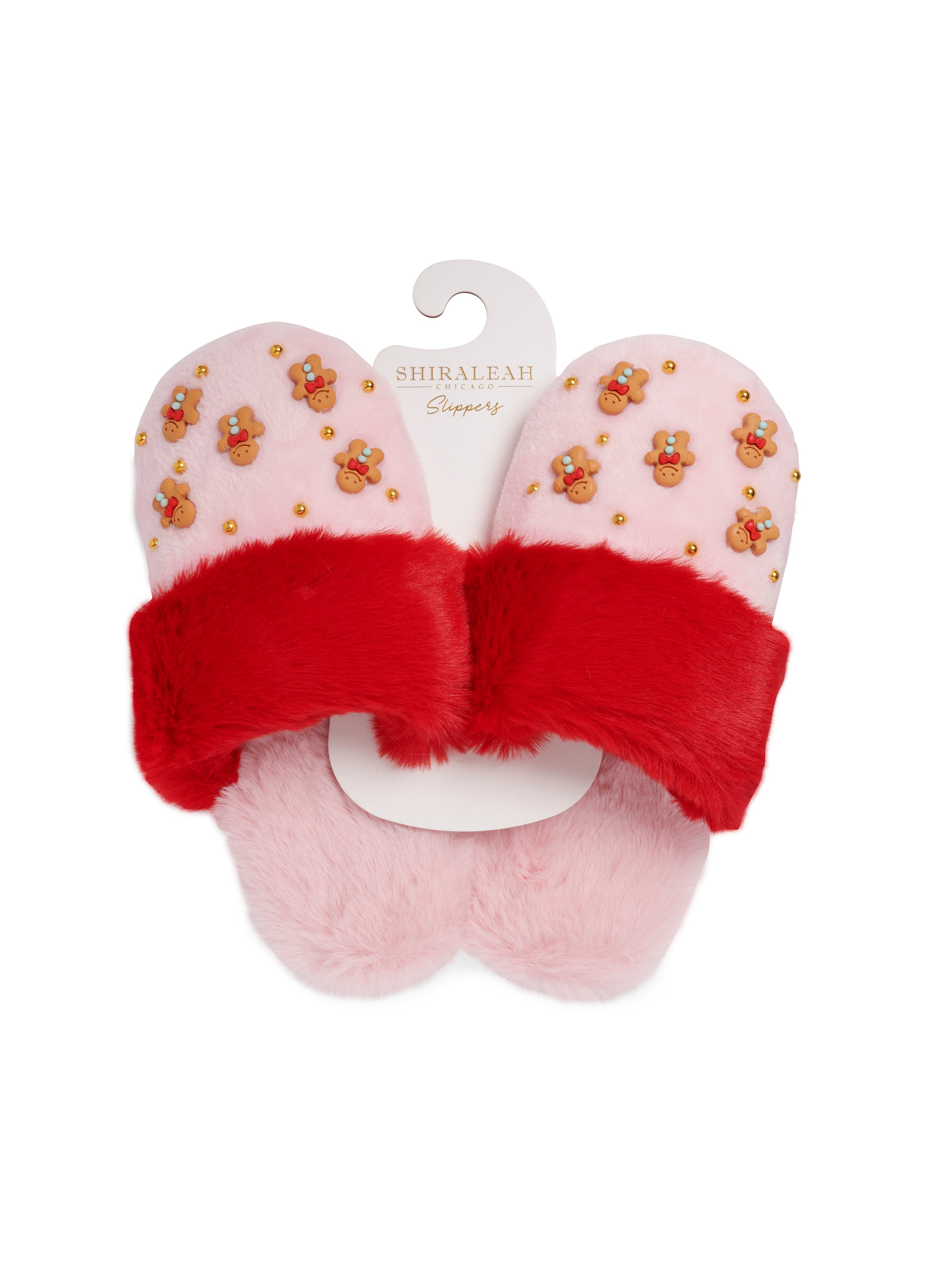 Shiraleah Gingerbread Man Slippers, Blush