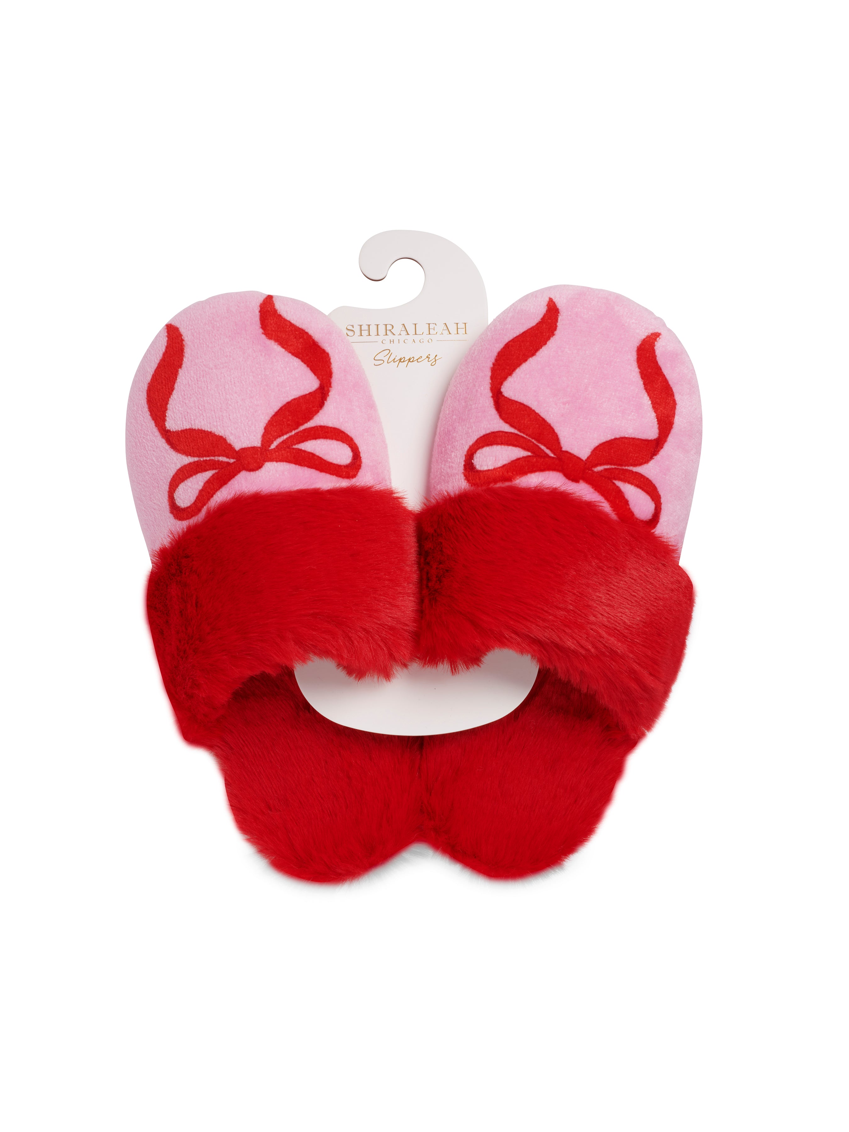 Shiraleah Assorted Set Of 2 Sizes Bow Slippers, Pink