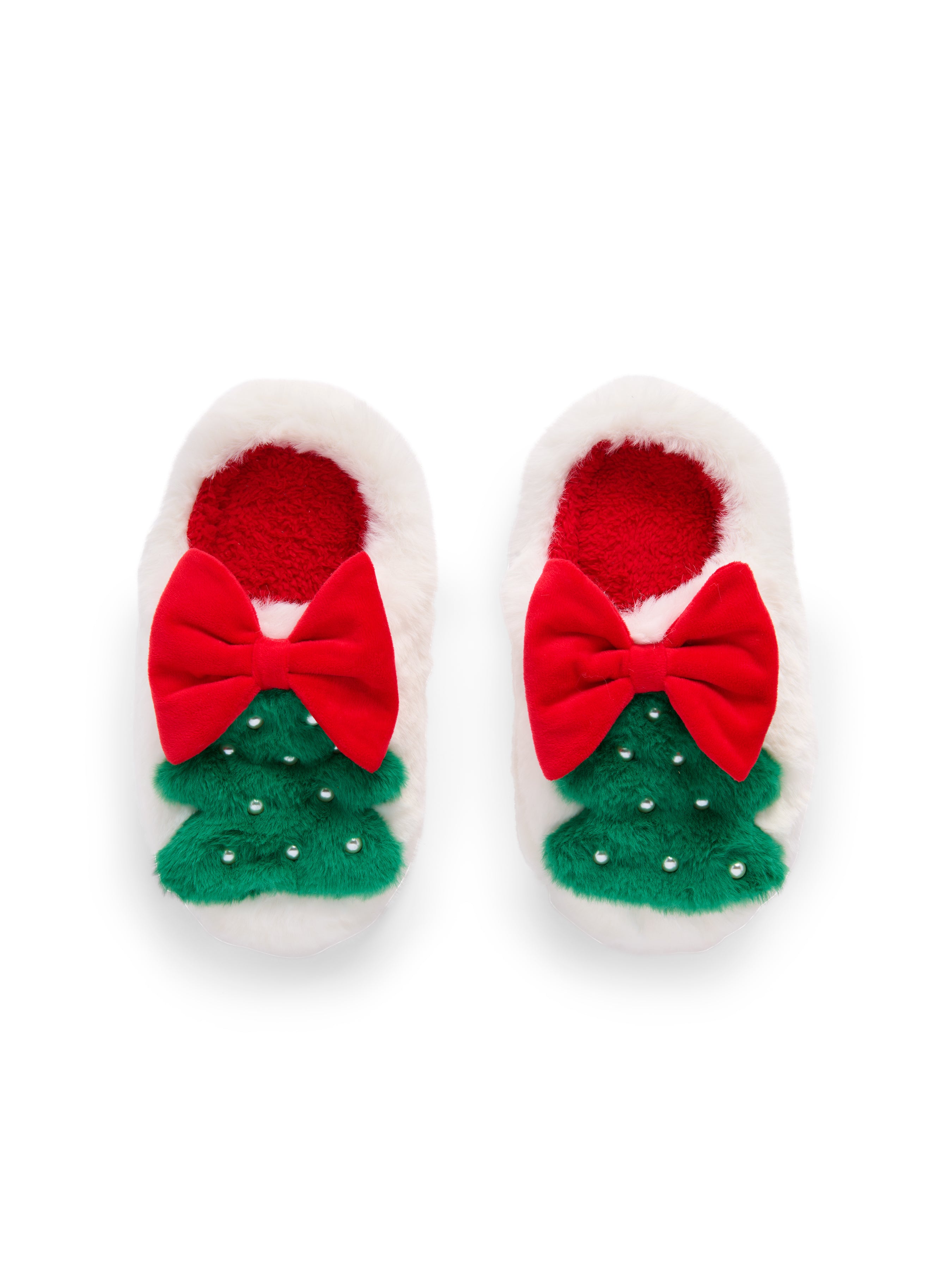 Shiraleah Christmas Tree Slippers, White WHITE / S/M