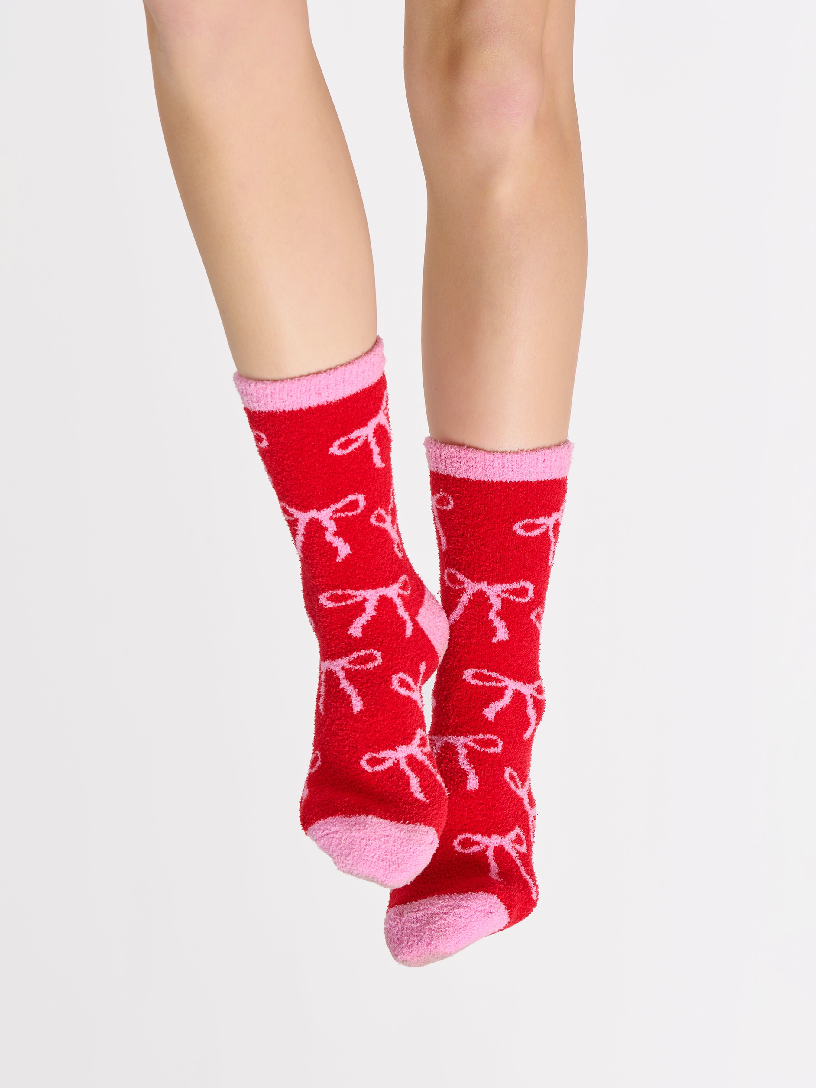 Shiraleah Bow Socks, Red