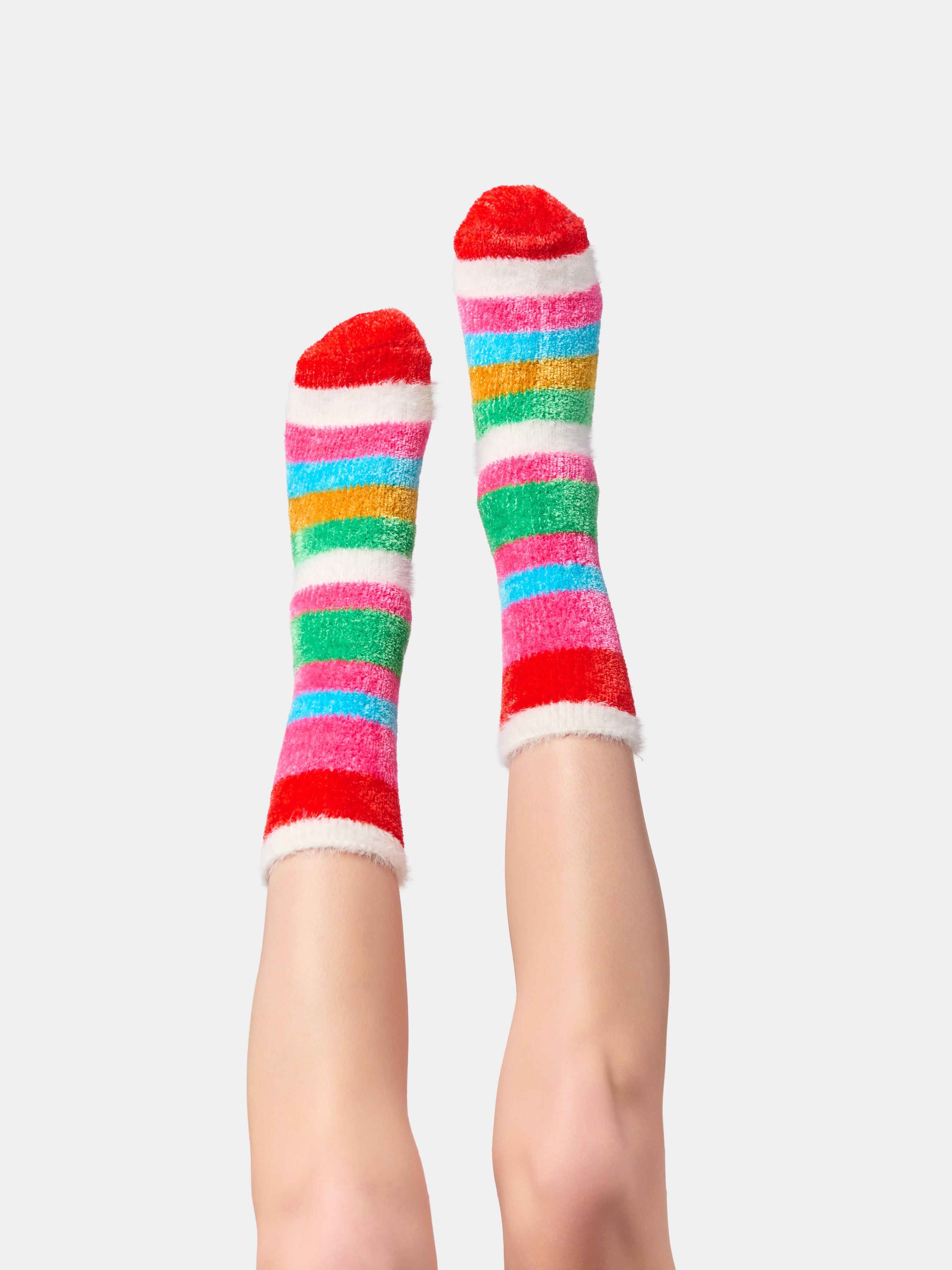 Shiraleah Fuzzy Stripe Socks MULTI / OS