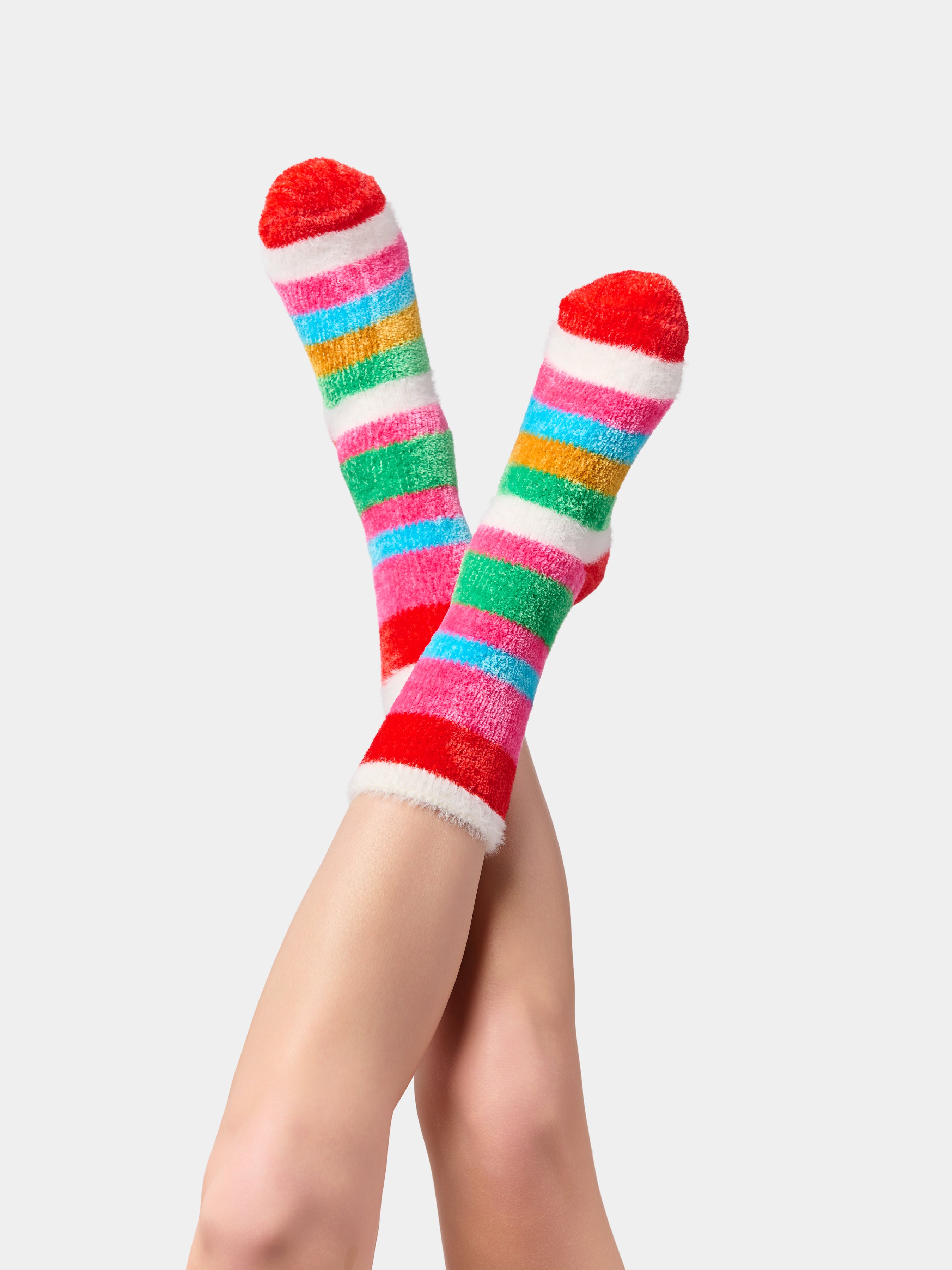 Shiraleah Fuzzy Stripe Socks MULTI / OS