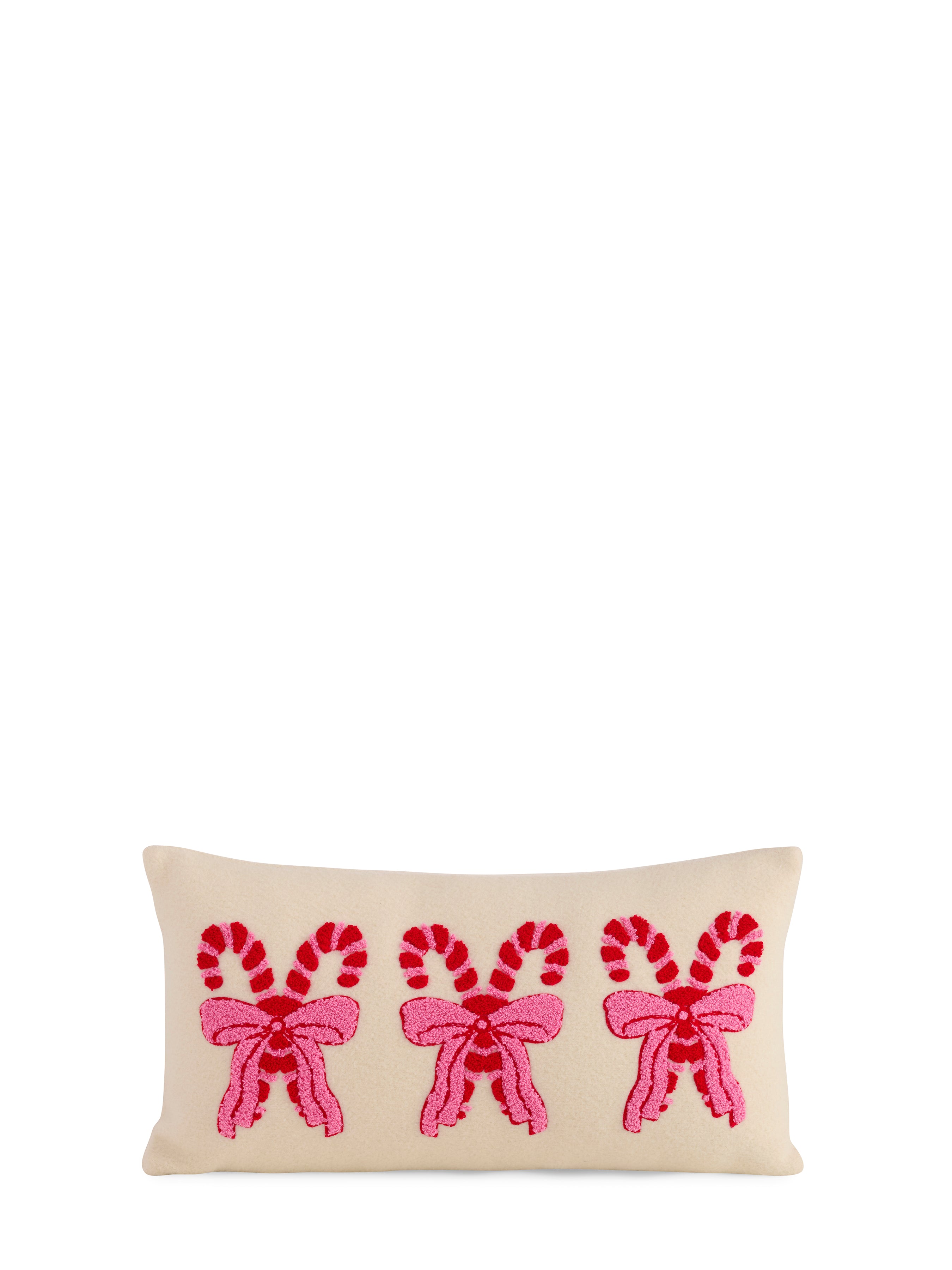 Shiraleah Pretty Candy Cane Pillow, Ivory