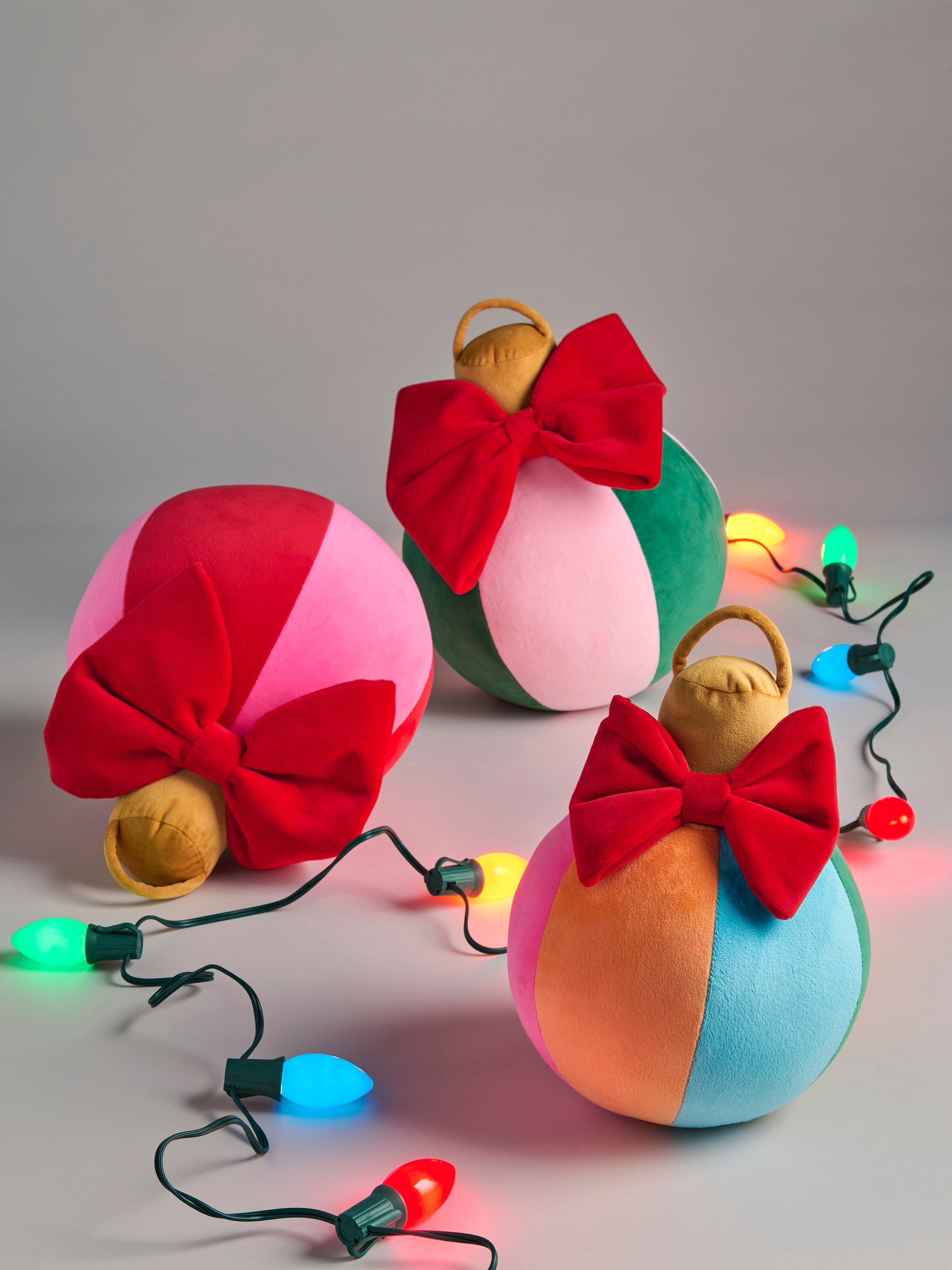 Shiraleah Assorted Set of 3 Festive Bauble Pillows, Multi
