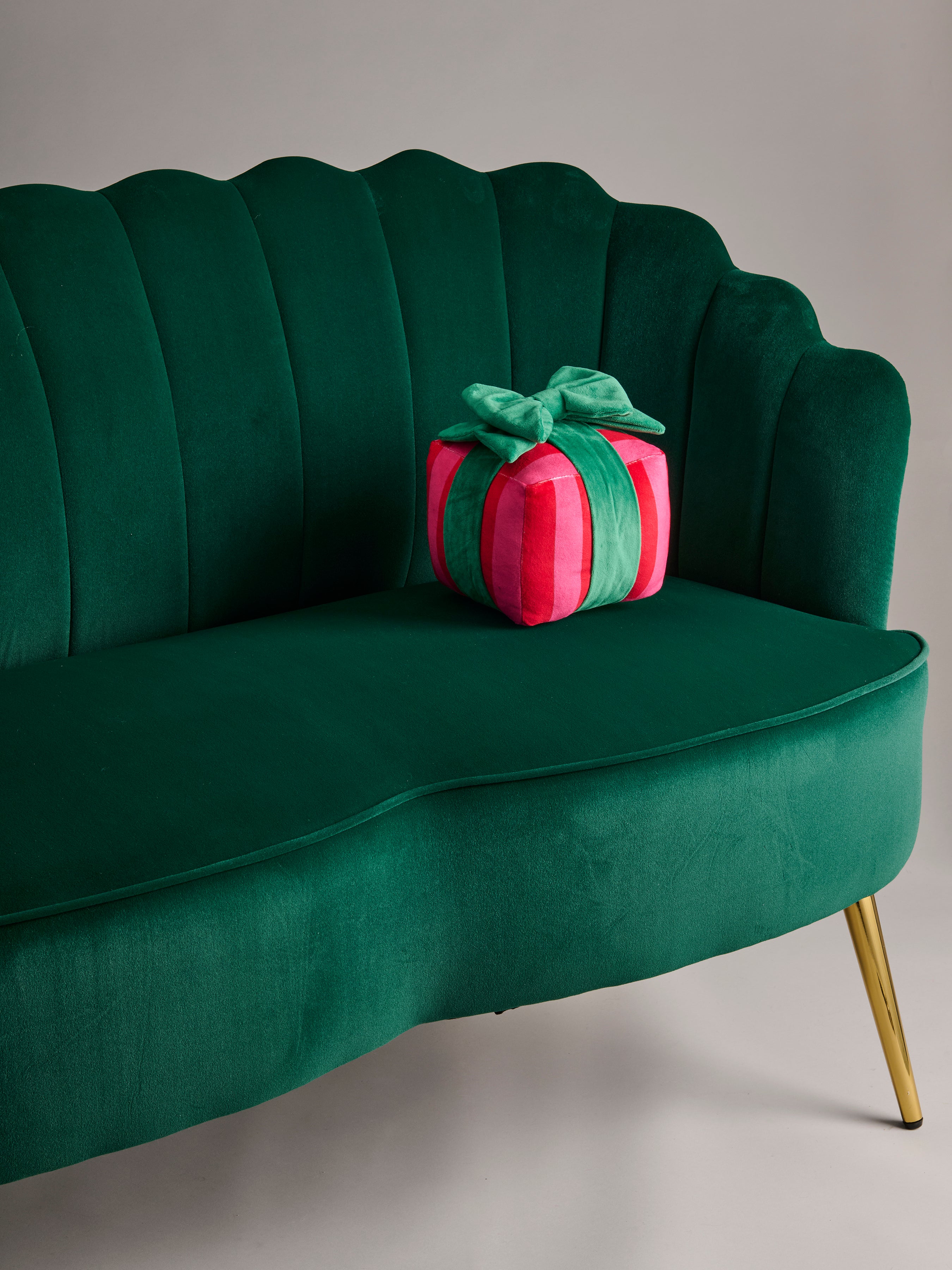 Shiraleah Stripe Gift Box Small Pillow RED