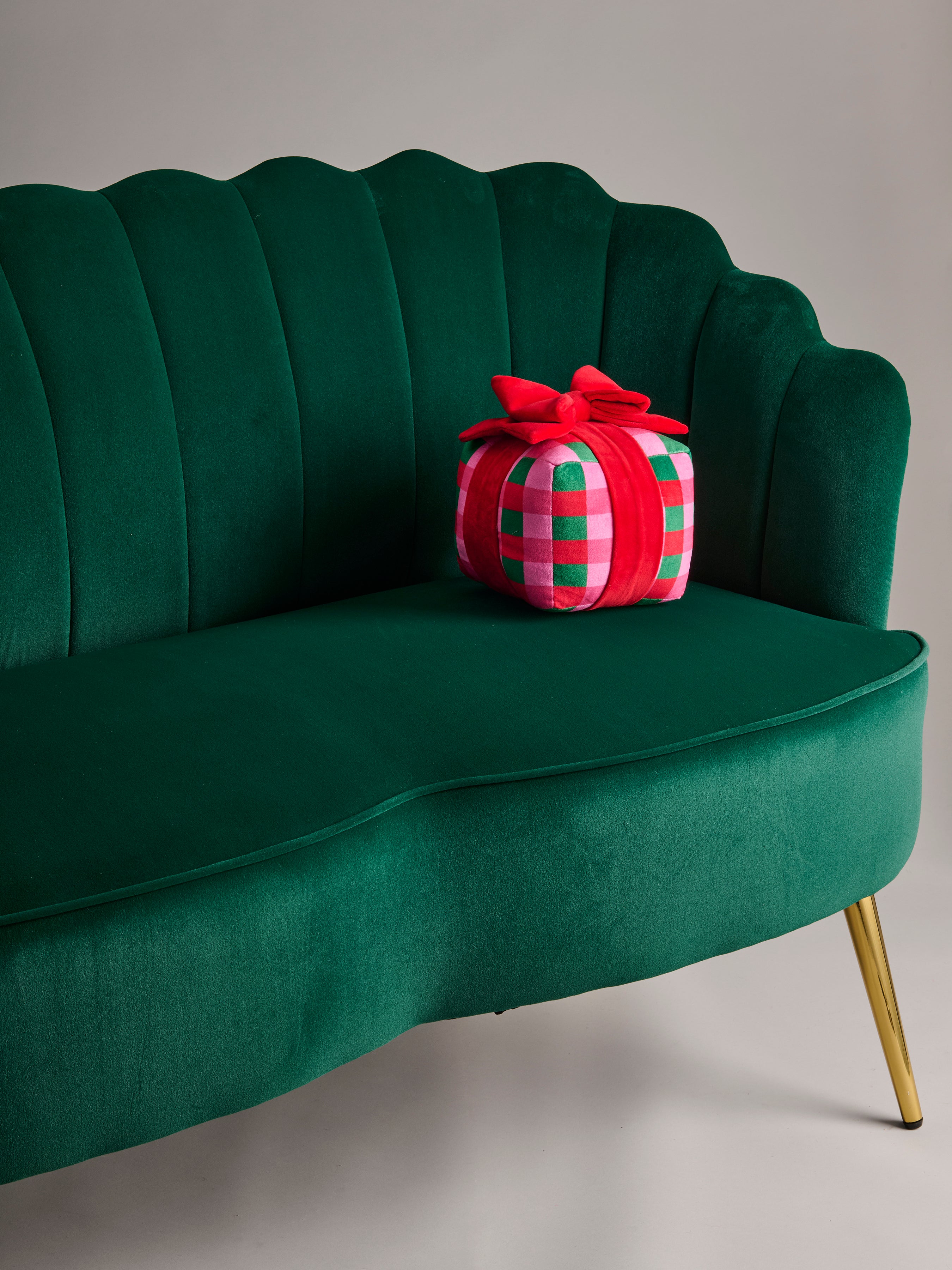 Shiraleah Checkered Gift Box Small Pillow, Multi