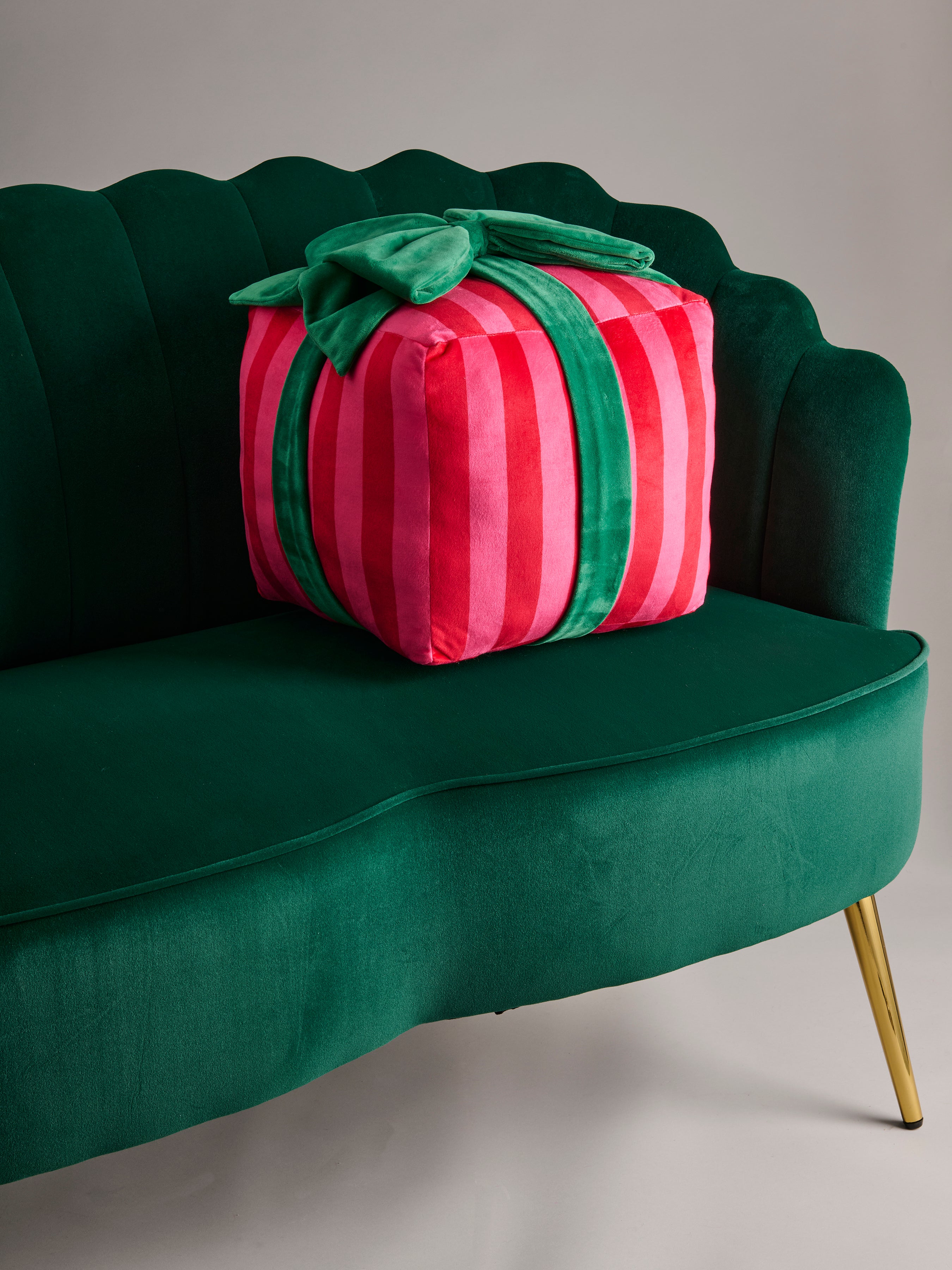 Shiraleah Stripe Gift Box Large Pillow, Red