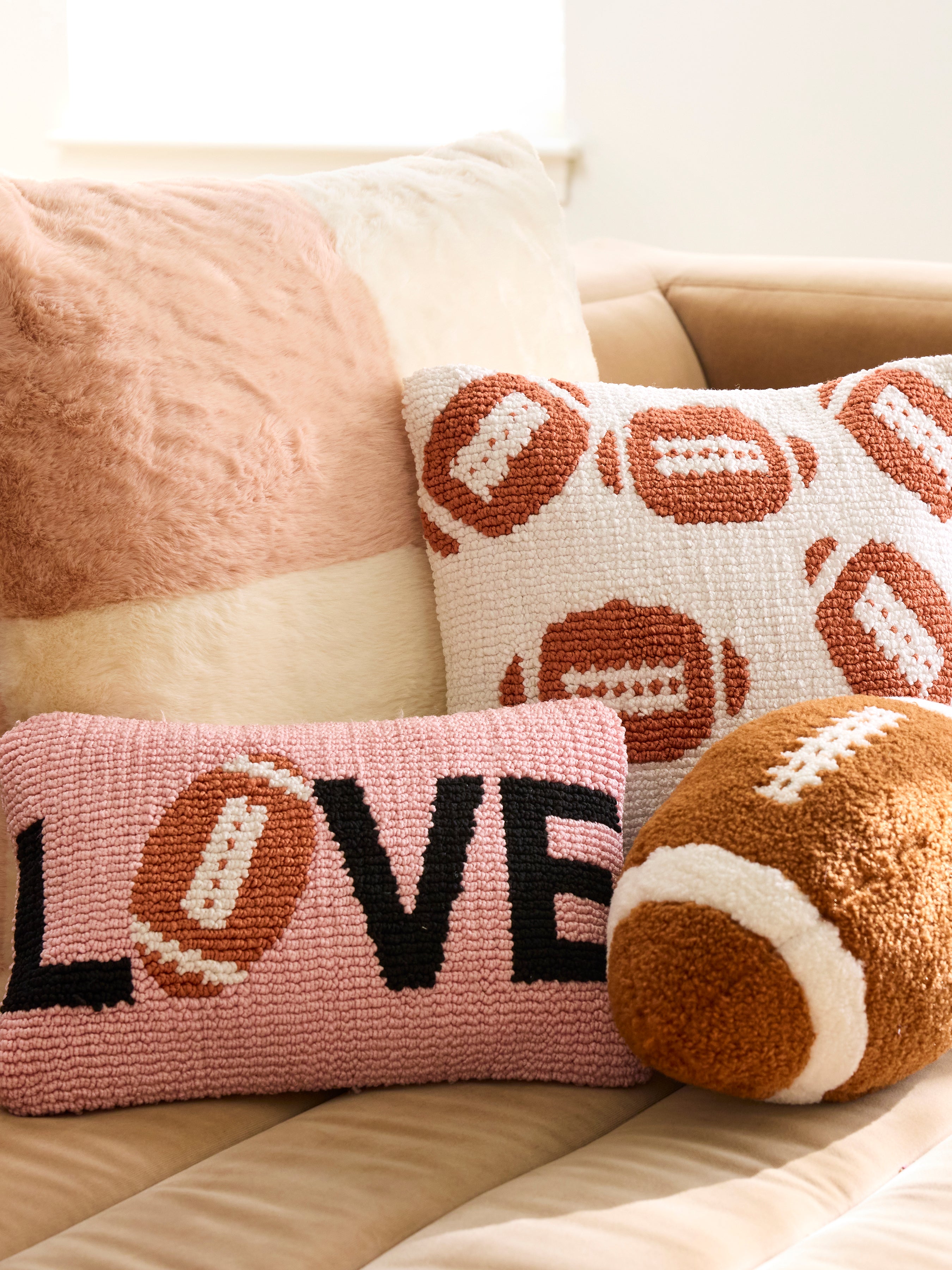 Shiraleah Football Pillow IVORY