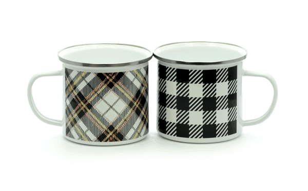 Shiraleah Buffalo Plaid Enamel Mug, Black