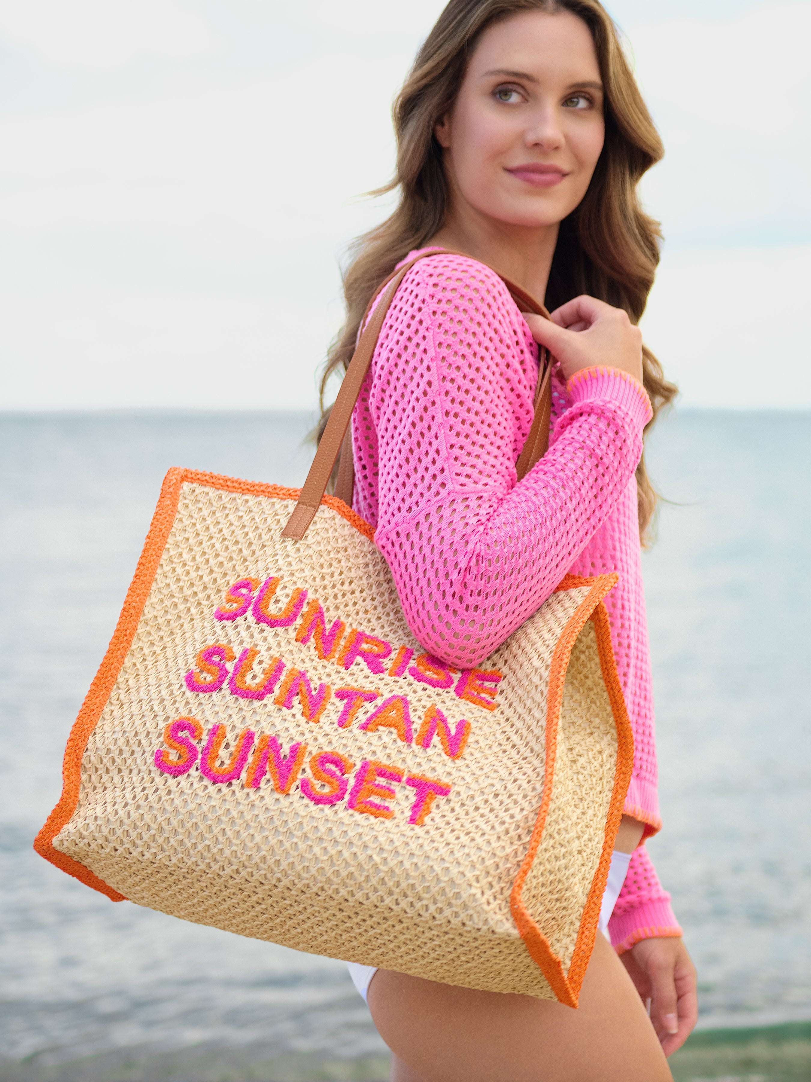 Shiraleah "Sunrise Suntan Sunset" Tote, Natural