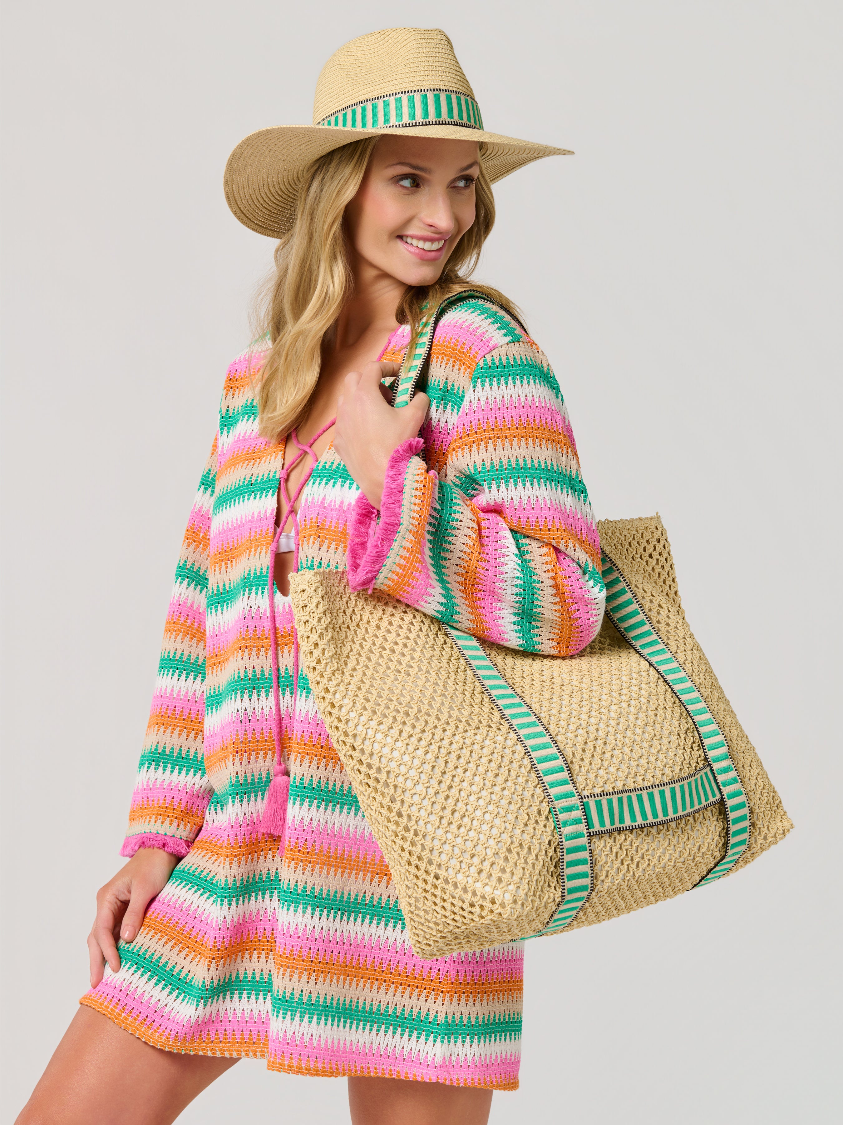 Shiraleah Dorian Tote and Hat Set GREEN