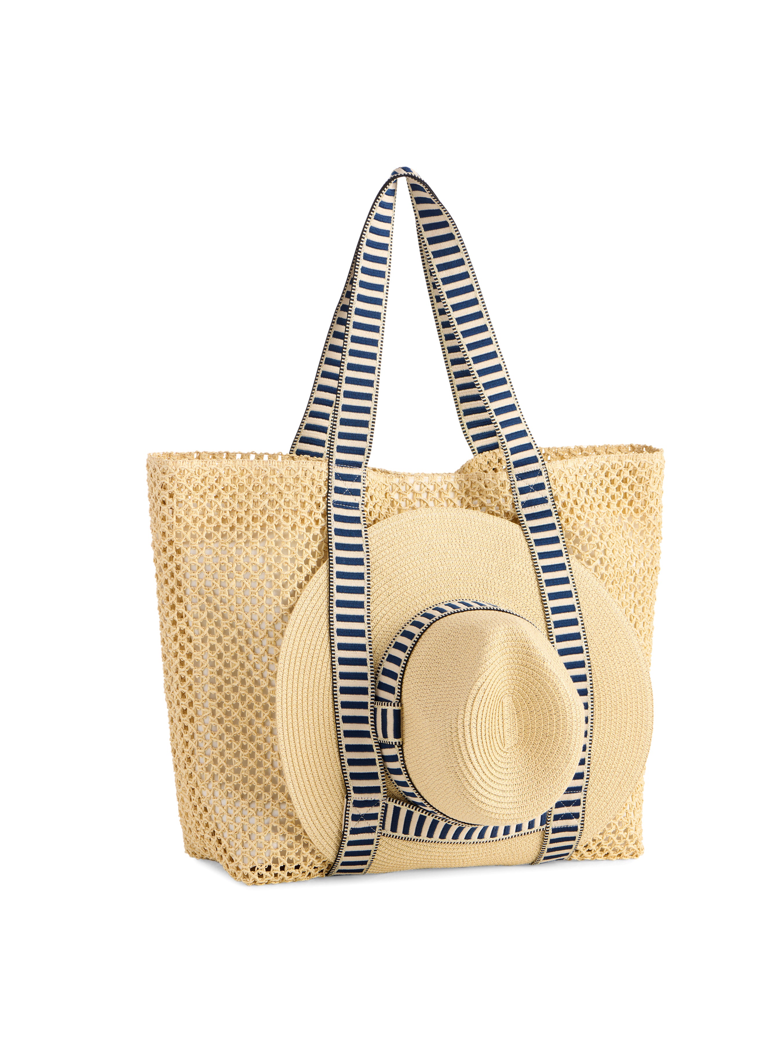 Shiraleah Dorian Tote and Hat Set NAVY