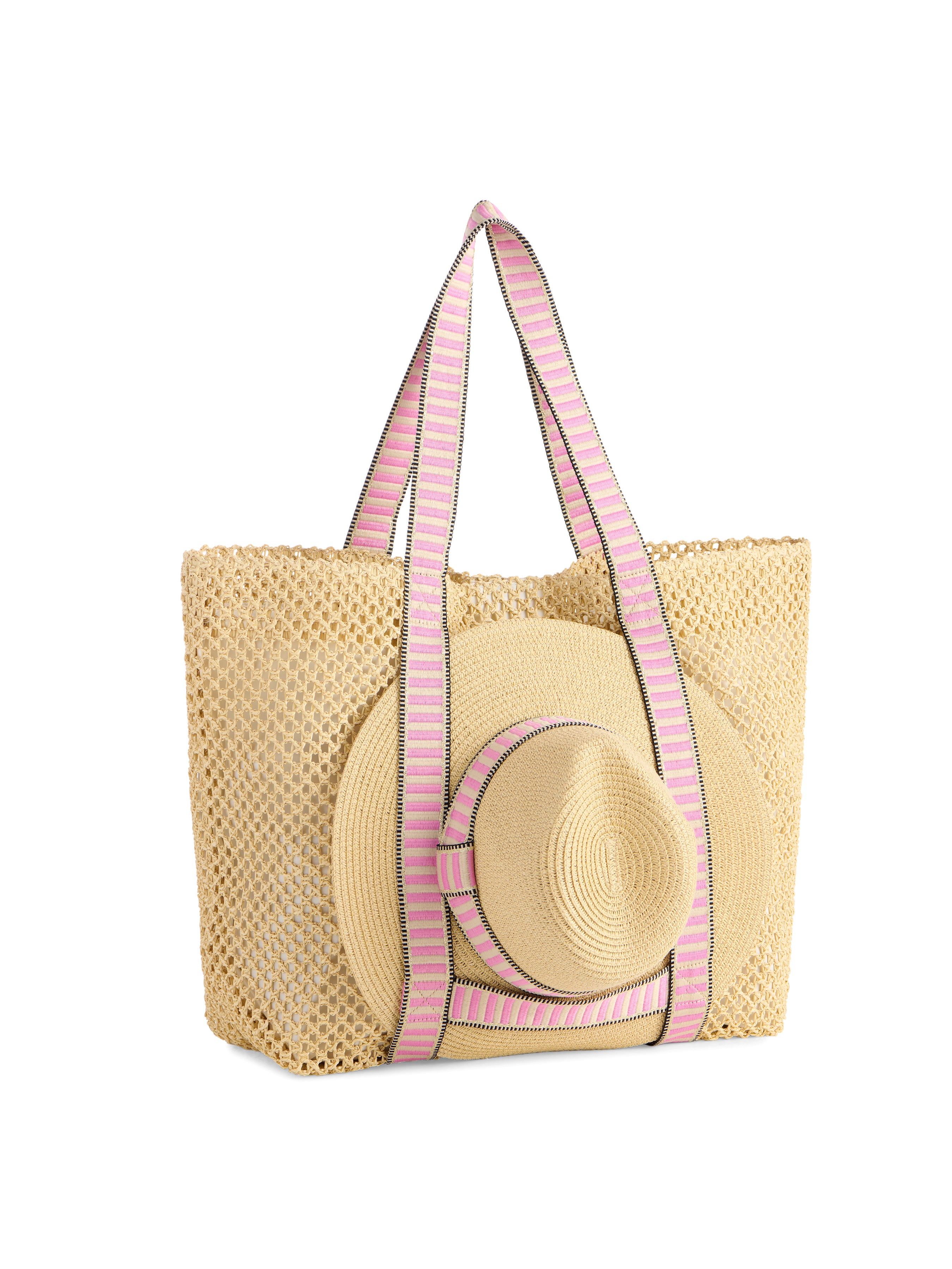 Shiraleah Dorian Tote and Hat Set PINK