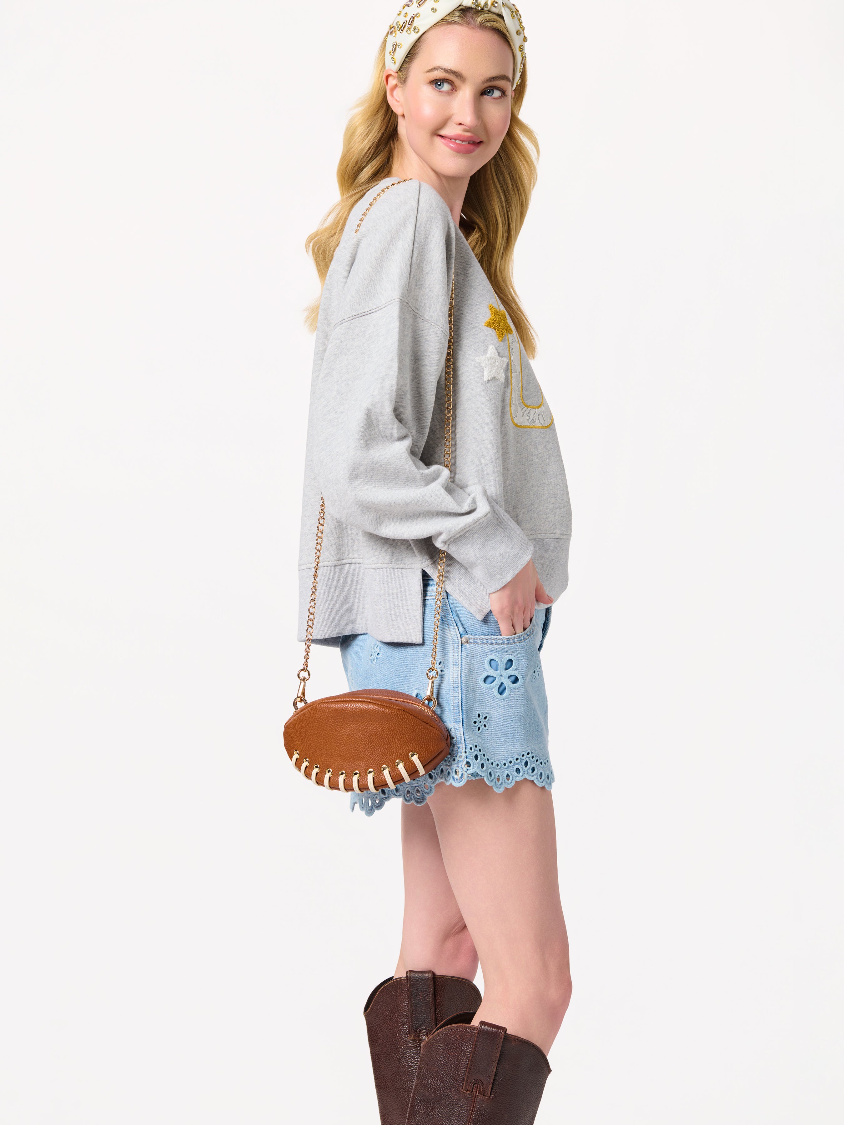 Shiraleah Football Cross-Body, Brown