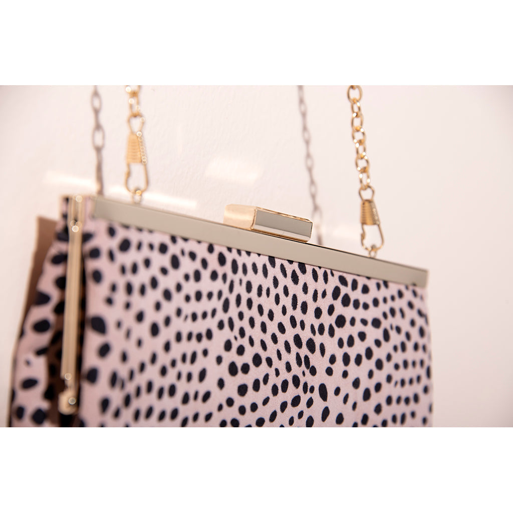 Shiraleah Harding Gold Frame Leopard Clutch, Pink