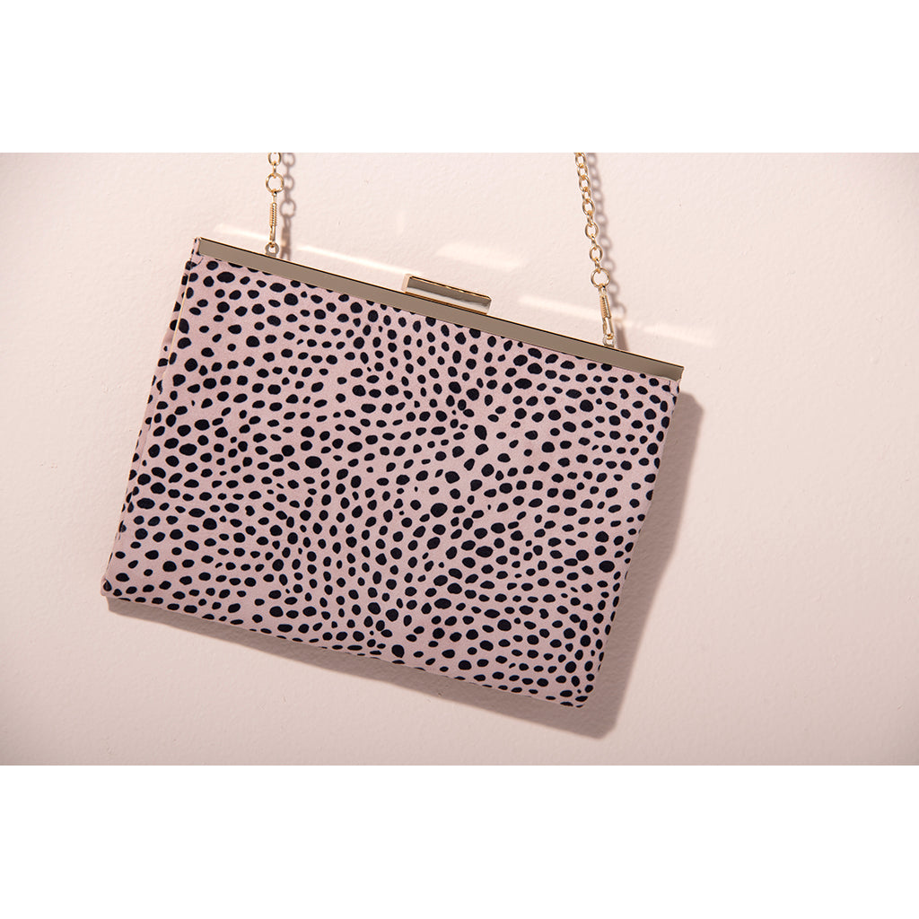 Shiraleah Harding Gold Frame Leopard Clutch, Pink