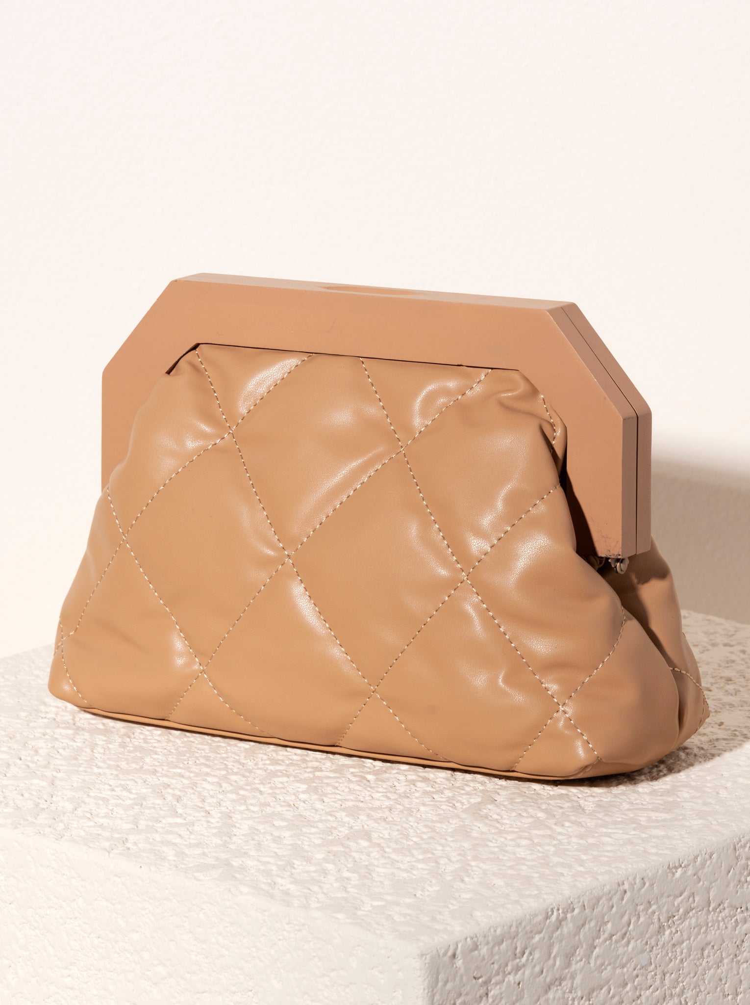 Shiraleah Bailey Quilted Clutch, Tan
