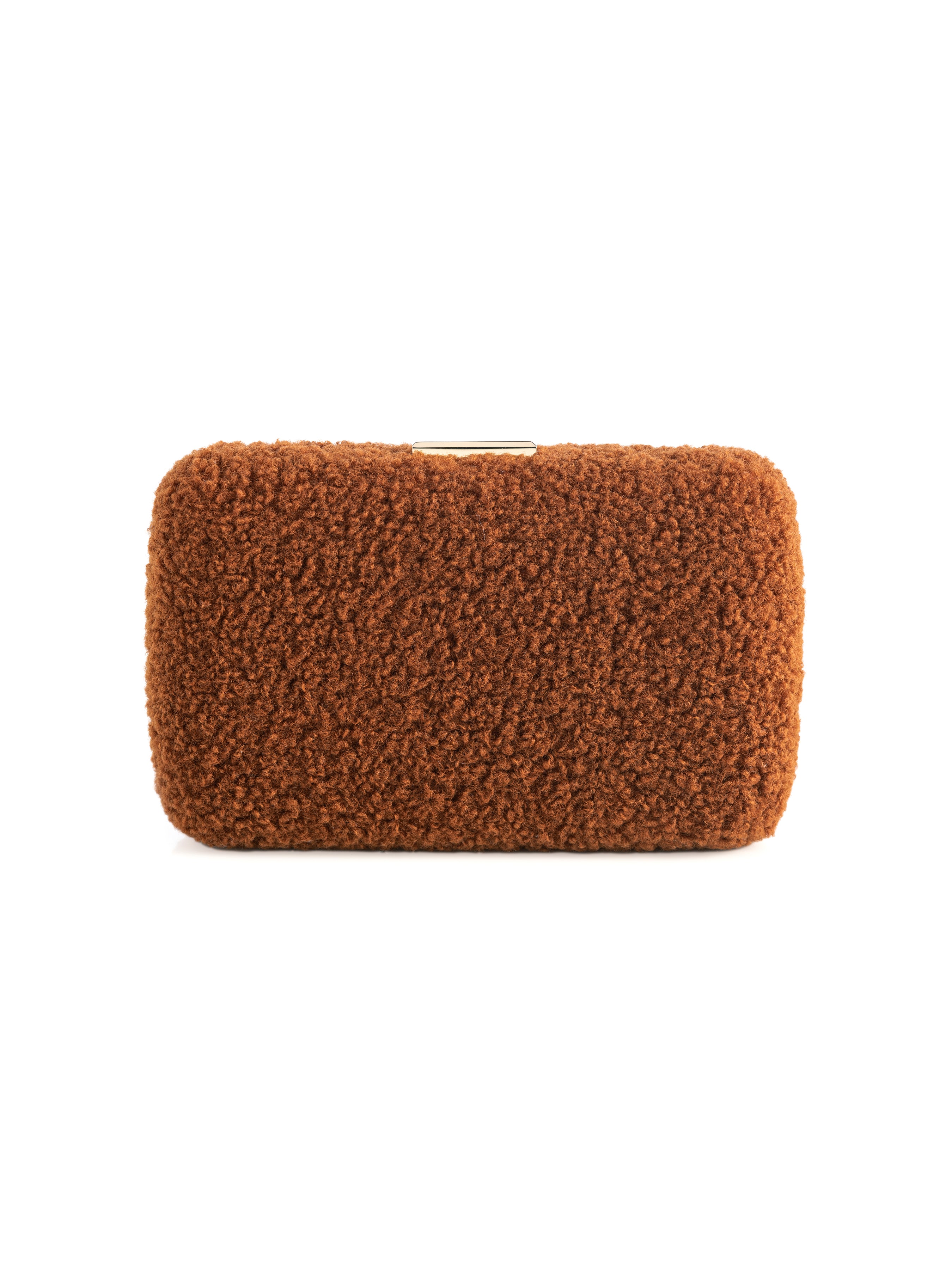Shiraleah Jayden Sherpa Minaudiere Clutch, Rust