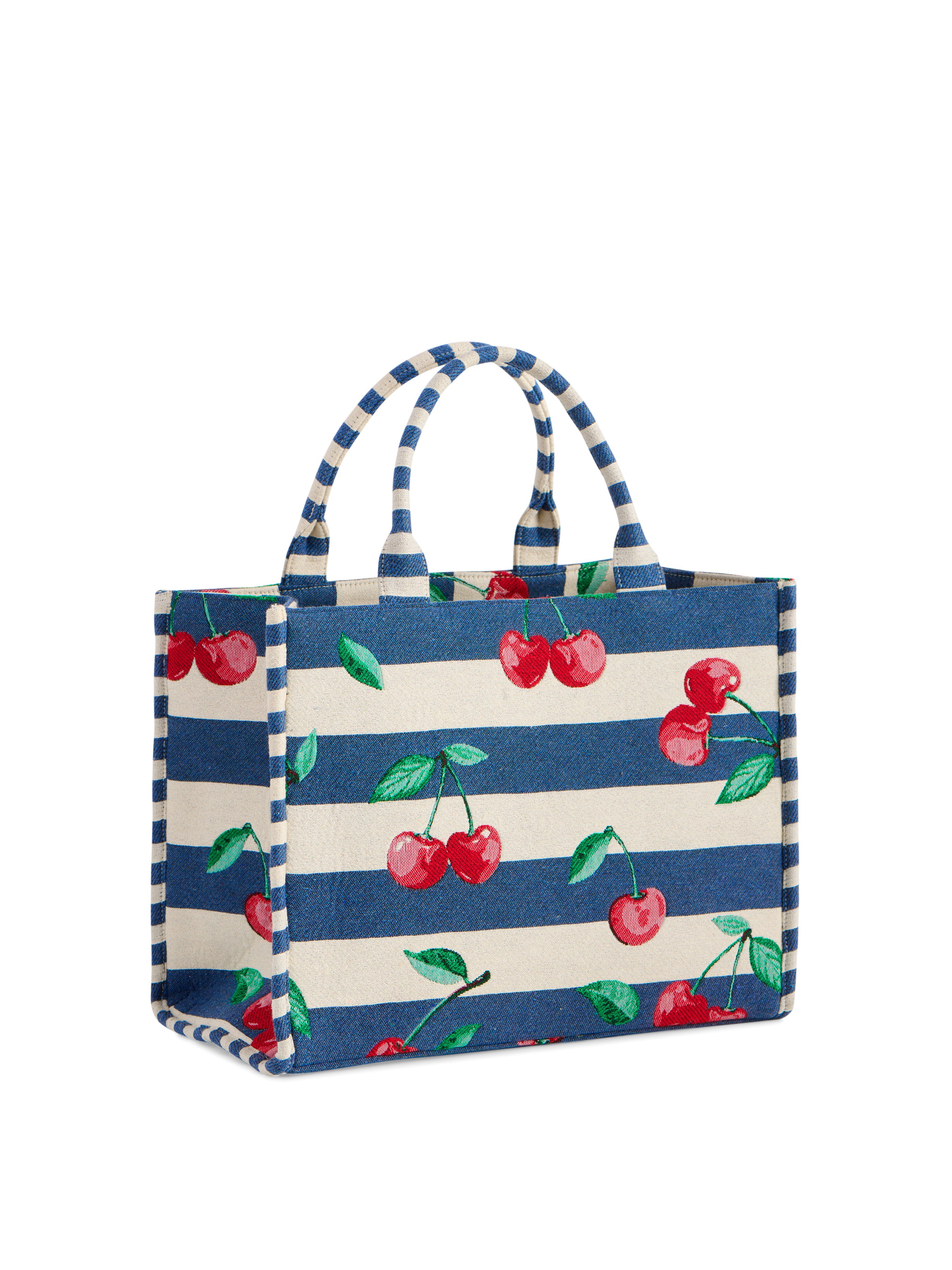 Shiraleah Cherry Stripe Jacquard Tote, Navy