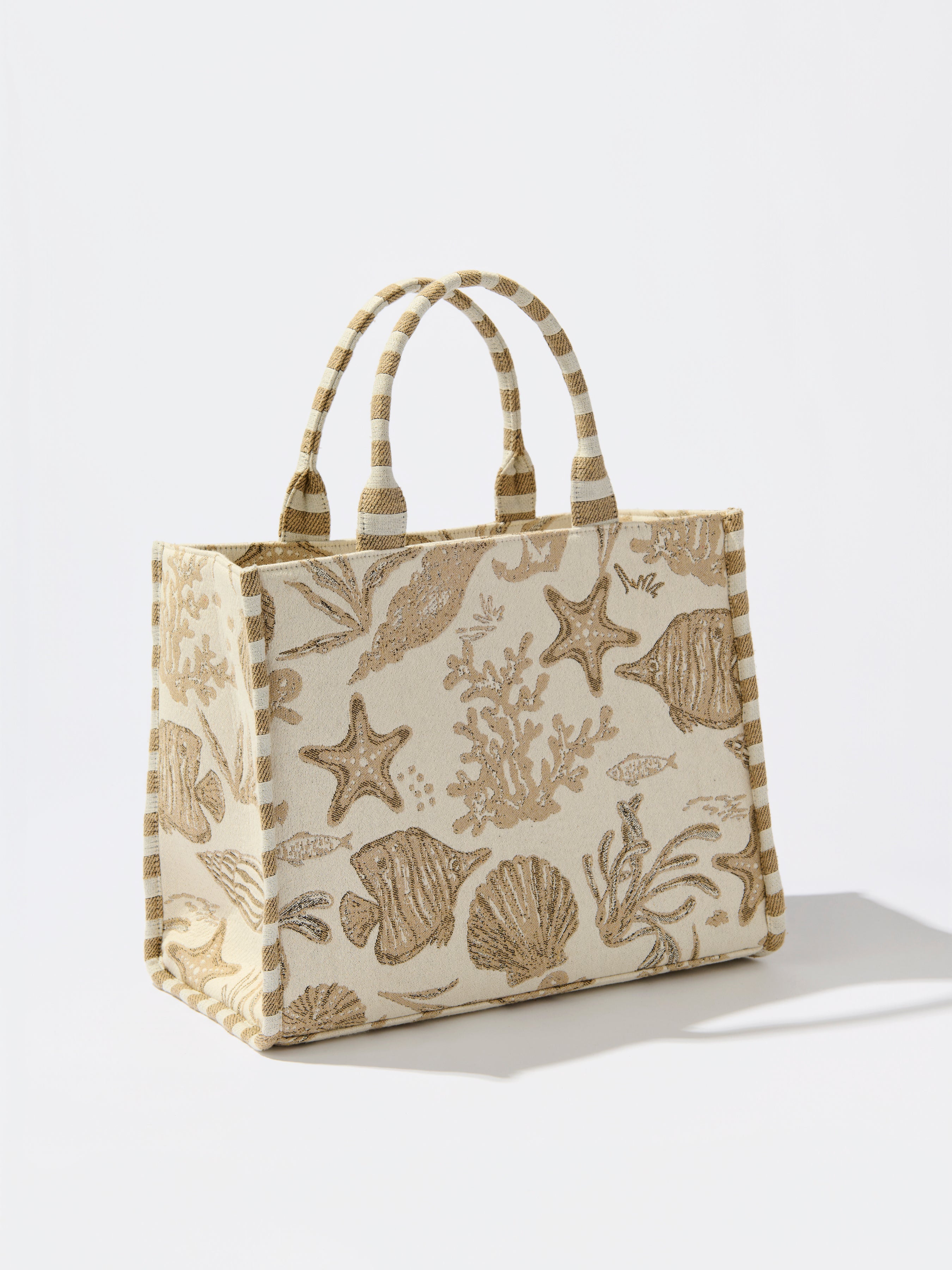 Shiraleah Coastal Jacquard Tote, Beige
