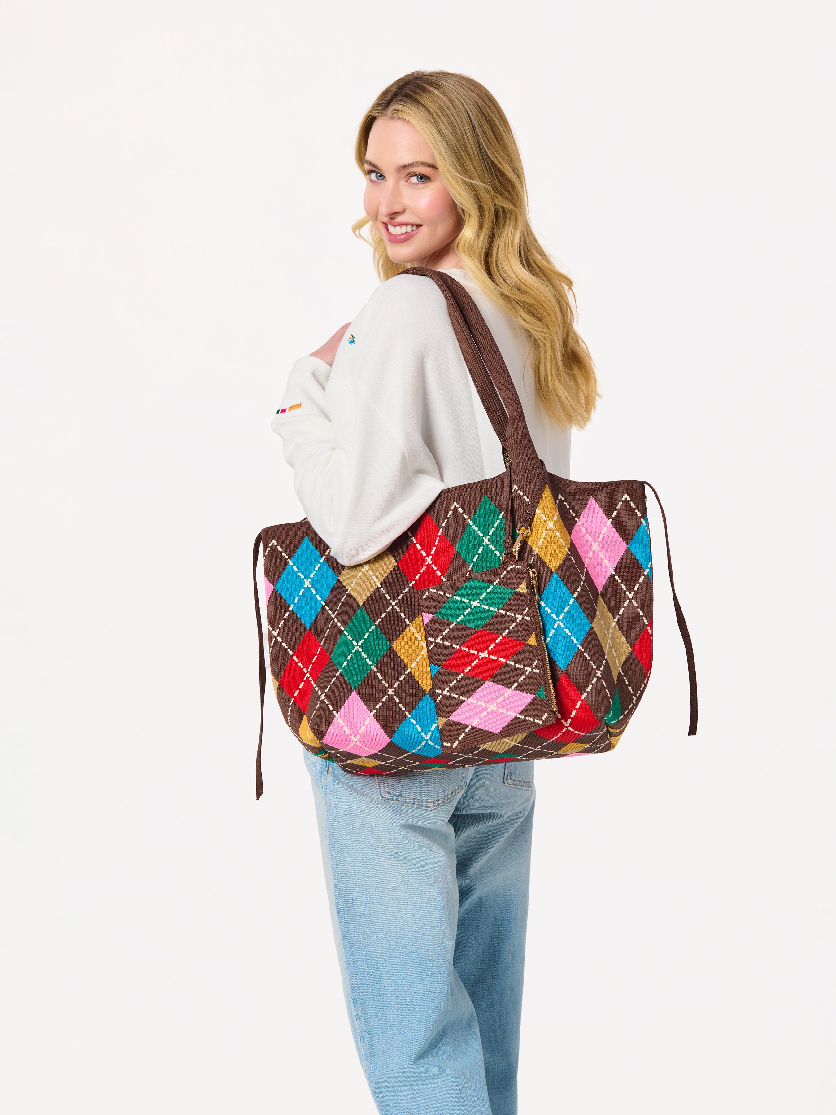 Shiraleah Robbie Argyle Tote BROWN / OS