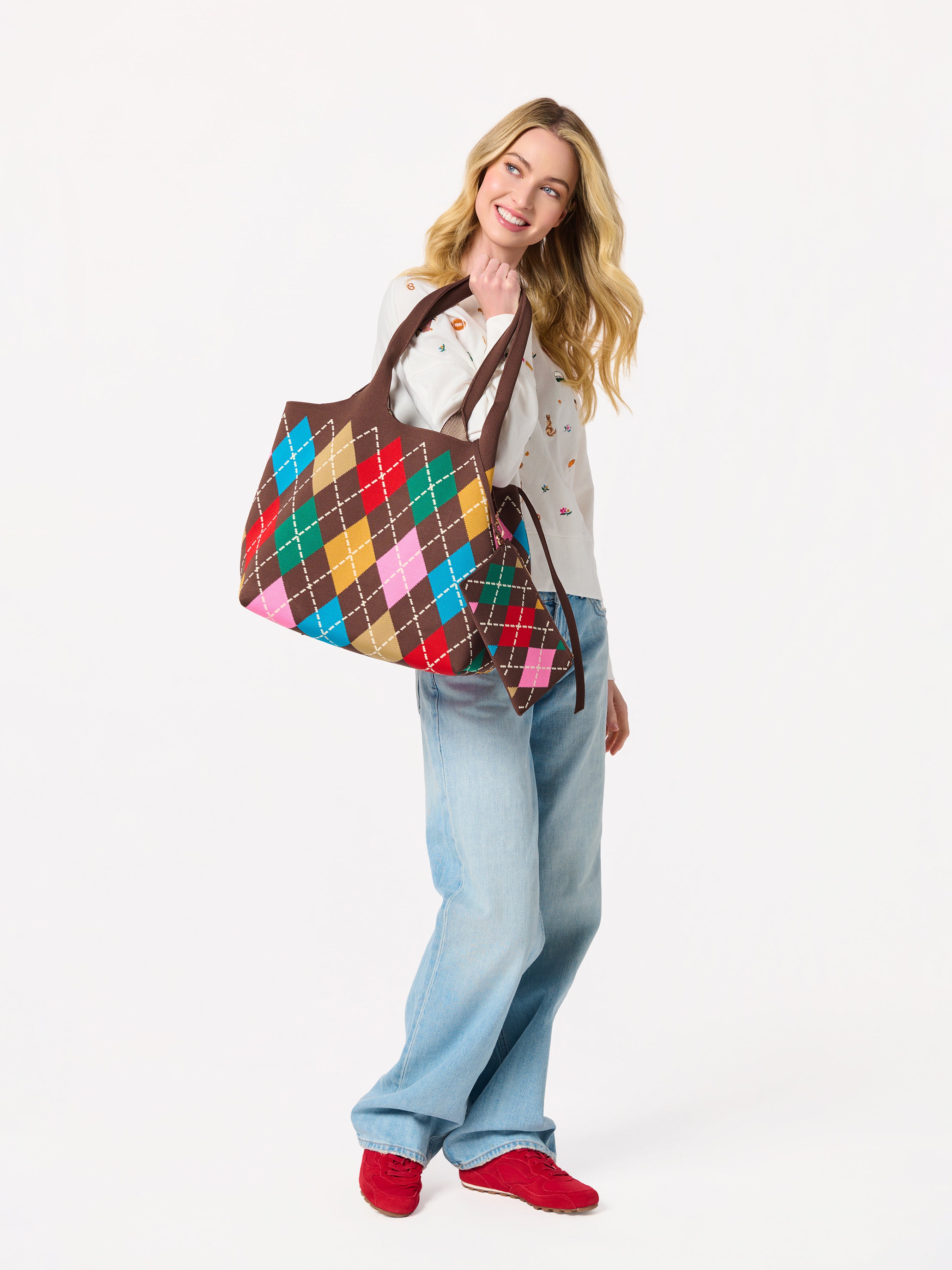 Shiraleah Robbie Argyle Tote BROWN / OS