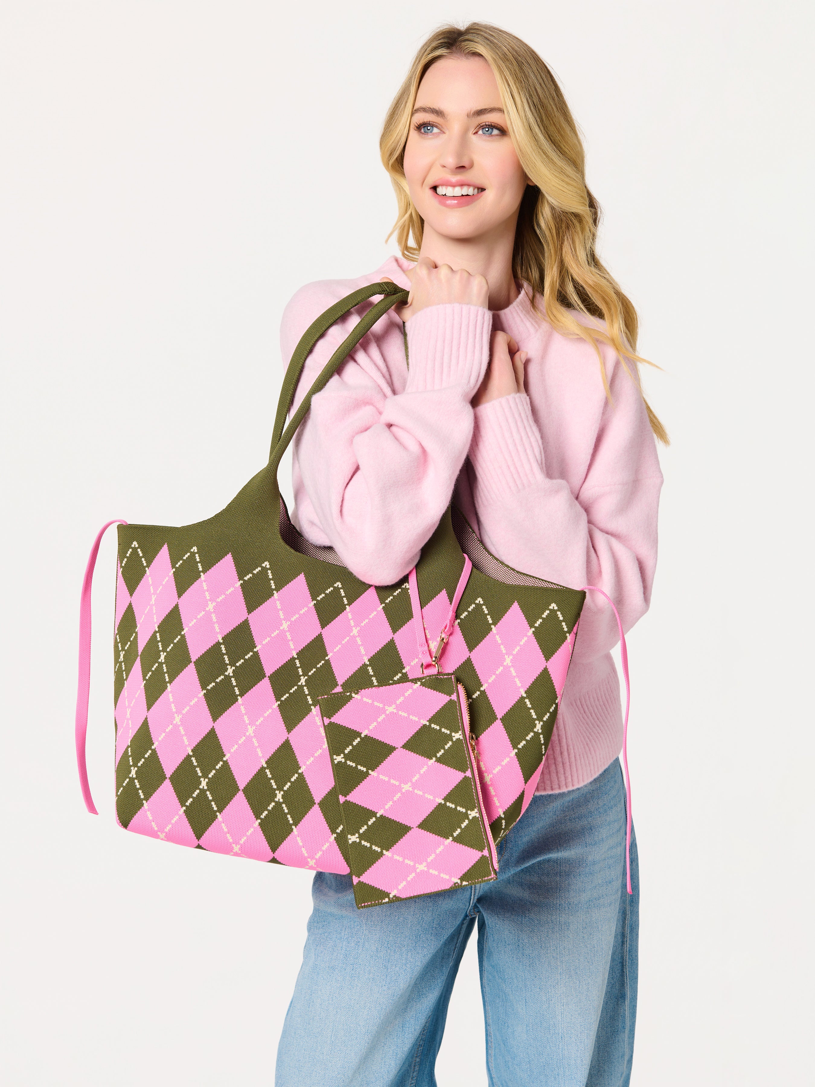 Shiraleah Robbie Argyle Tote PINK / OS