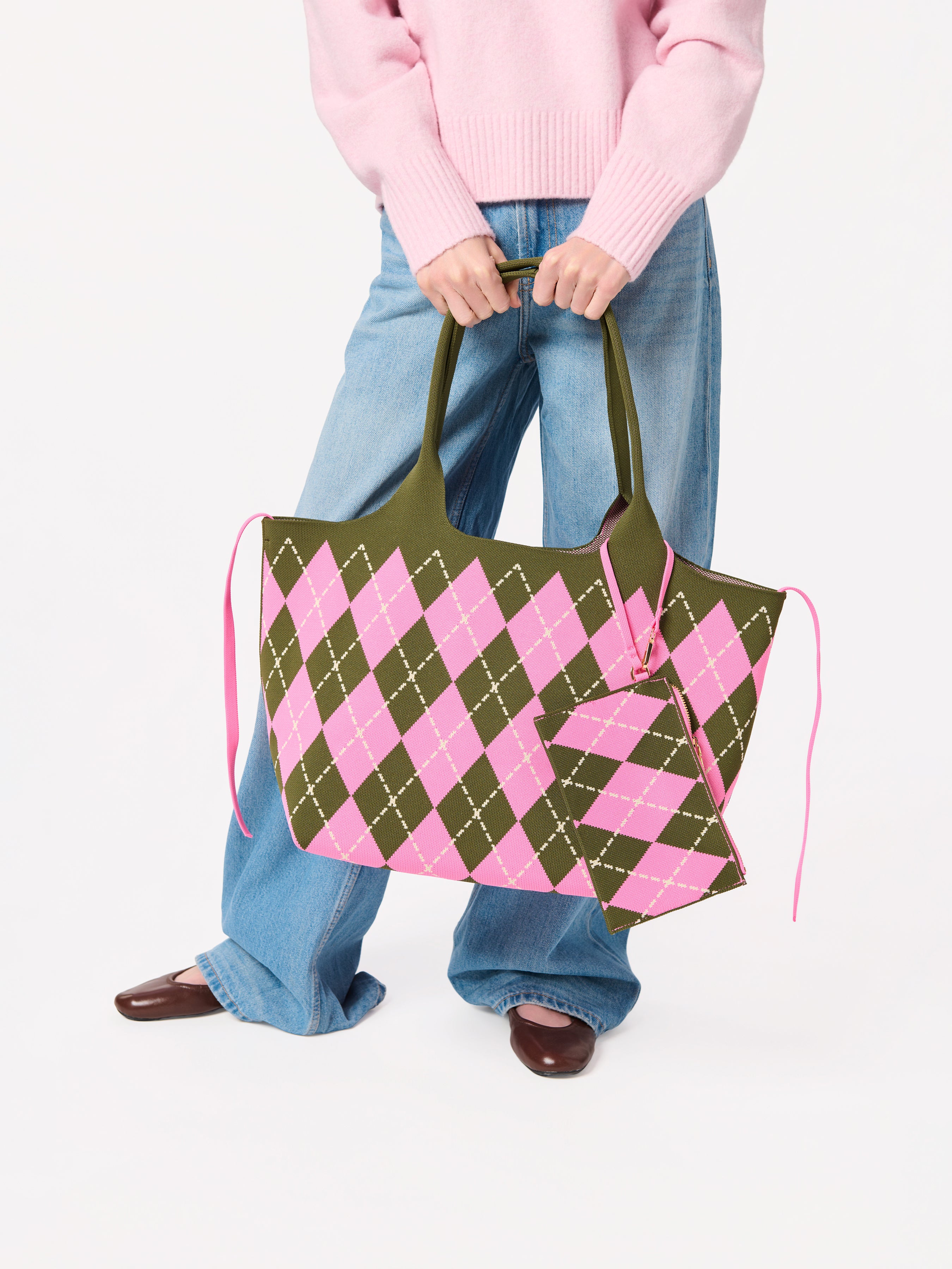Shiraleah Robbie Argyle Tote PINK / OS