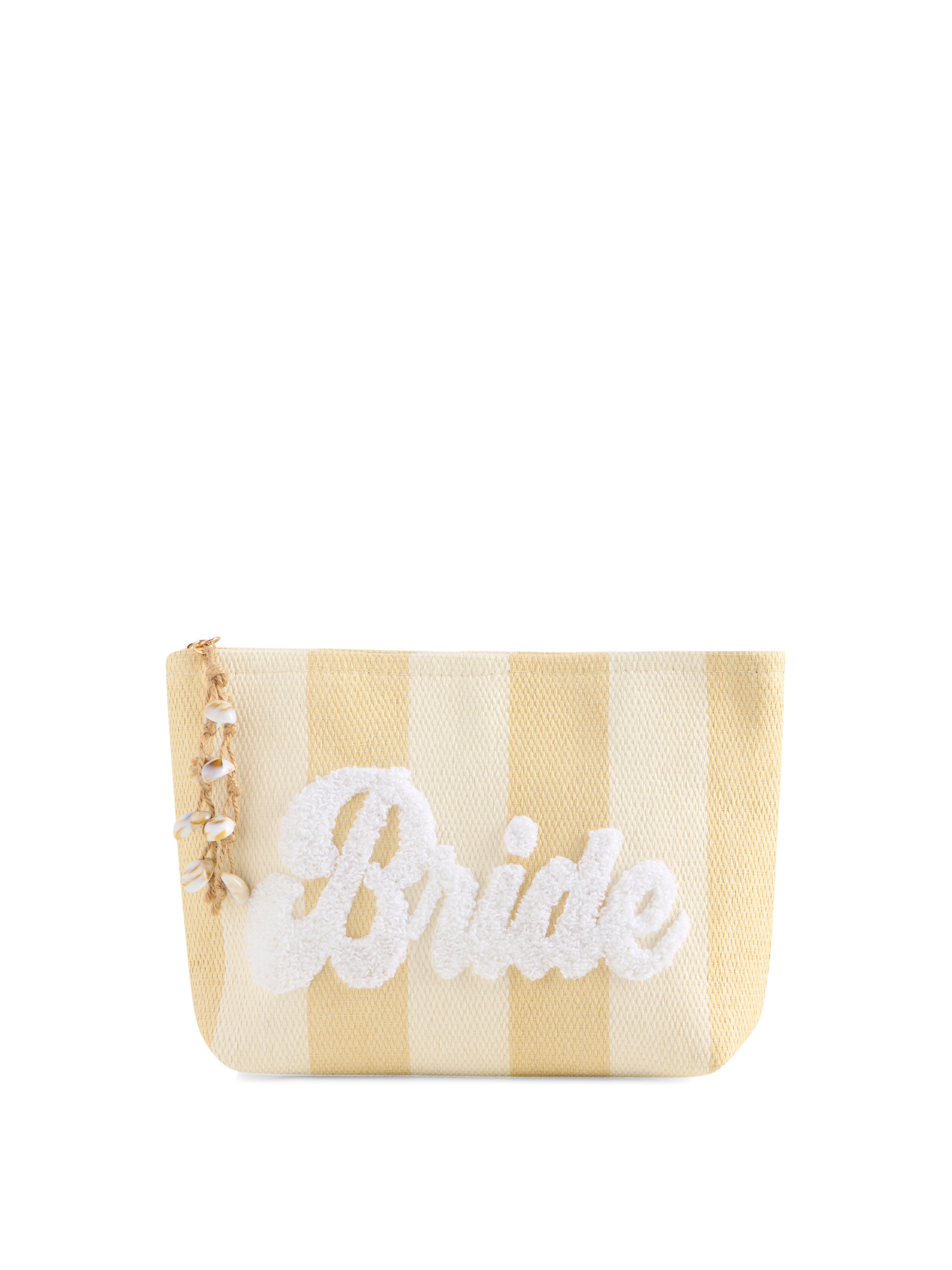 Shiraleah "Bride" Stripe Zip Pouch, Natural