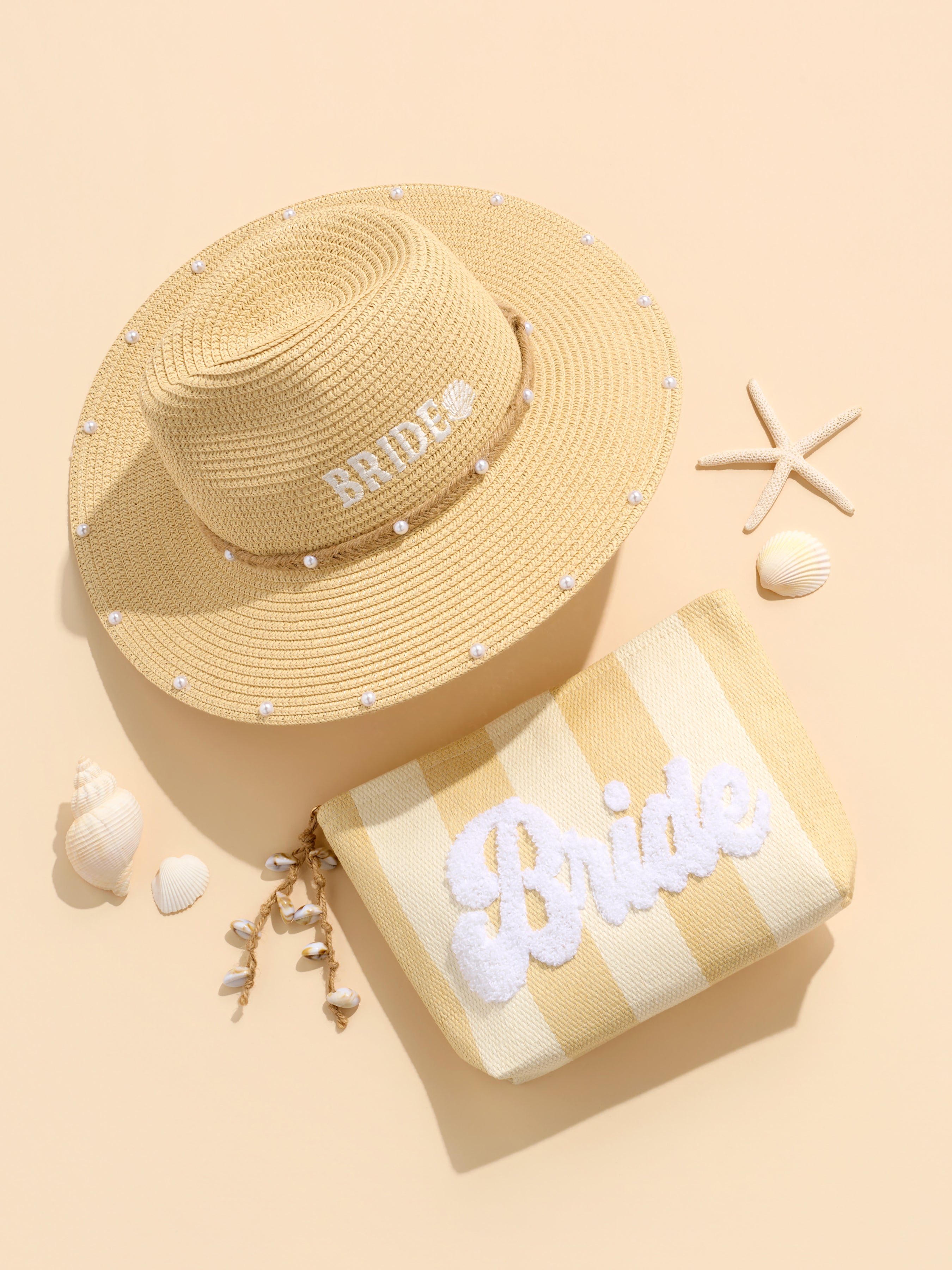 Shiraleah "Bride" Stripe Zip Pouch, Natural