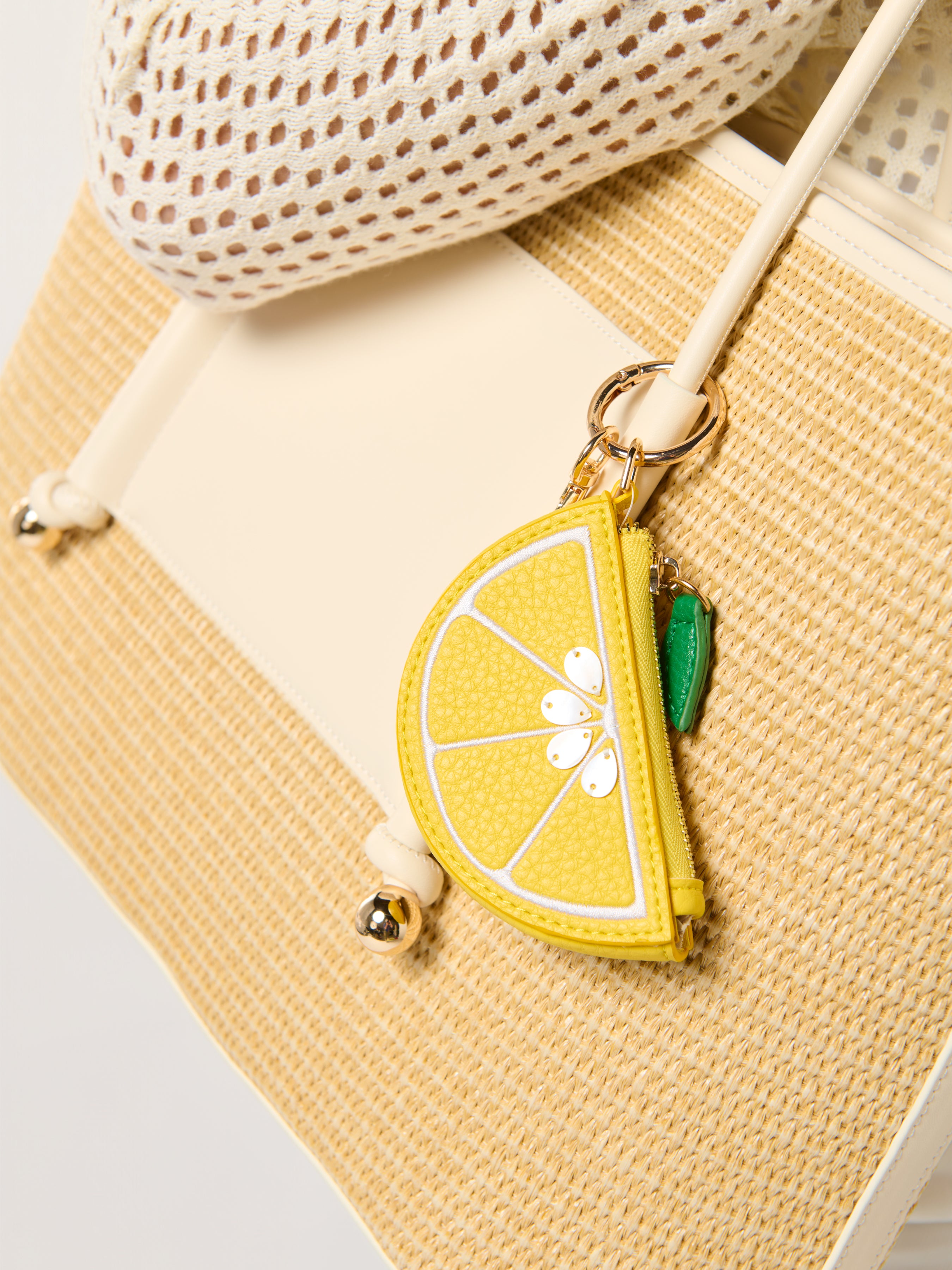 Shiraleah Lemon Zip Pouch Charm/Key Ring, Lemon