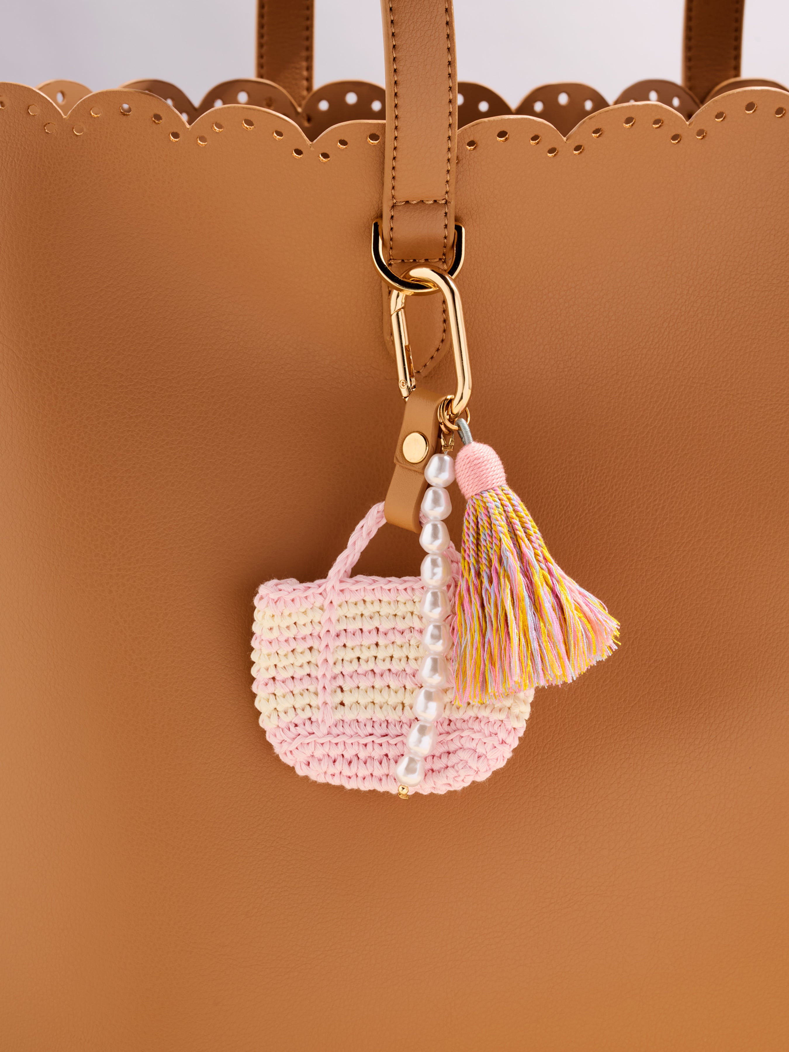 Shiraleah Mini Tote Bag Charm/Key Ring PINK