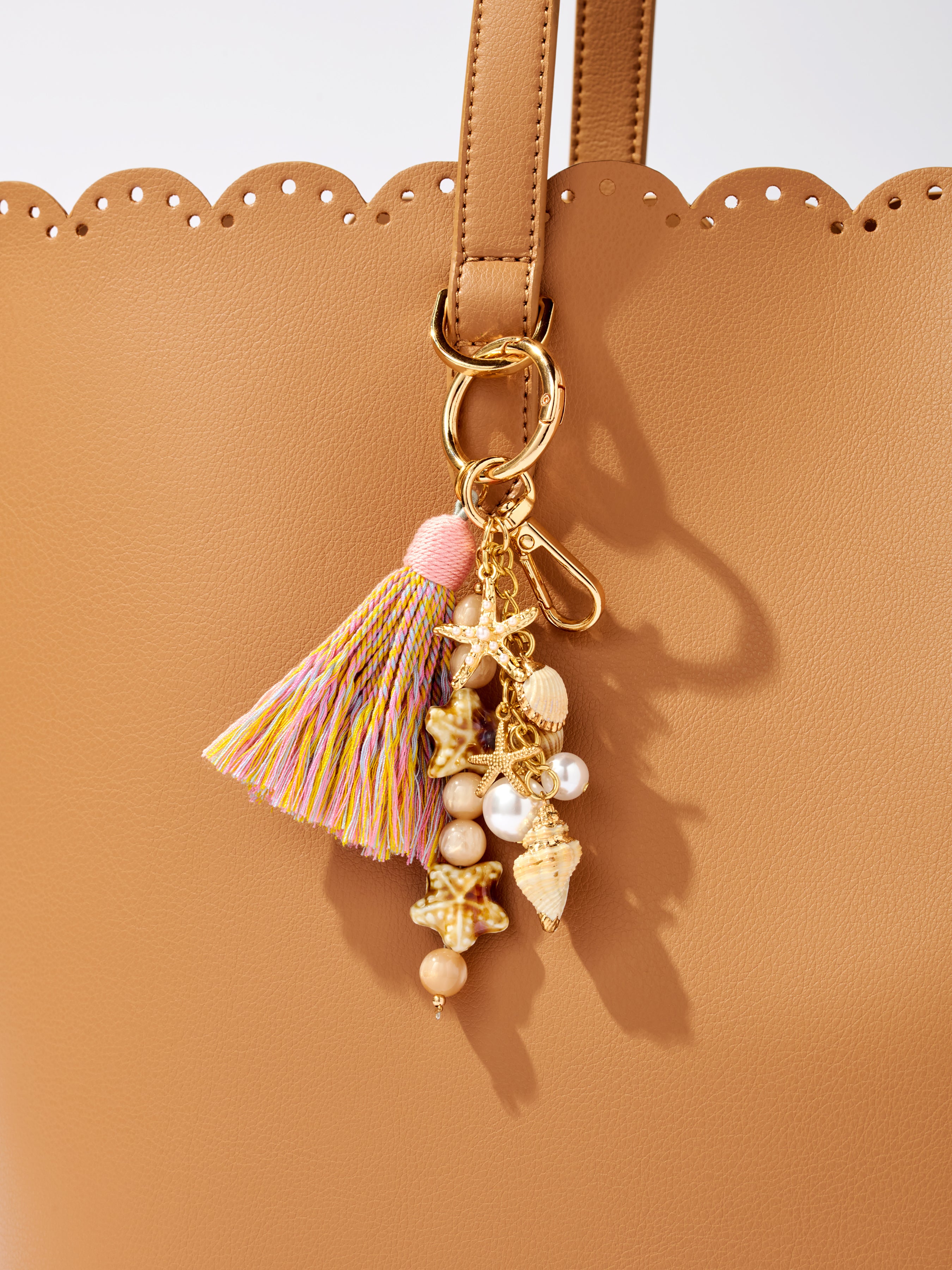 Shiraleah Ocean Bag Charm/Key Ring, Tan
